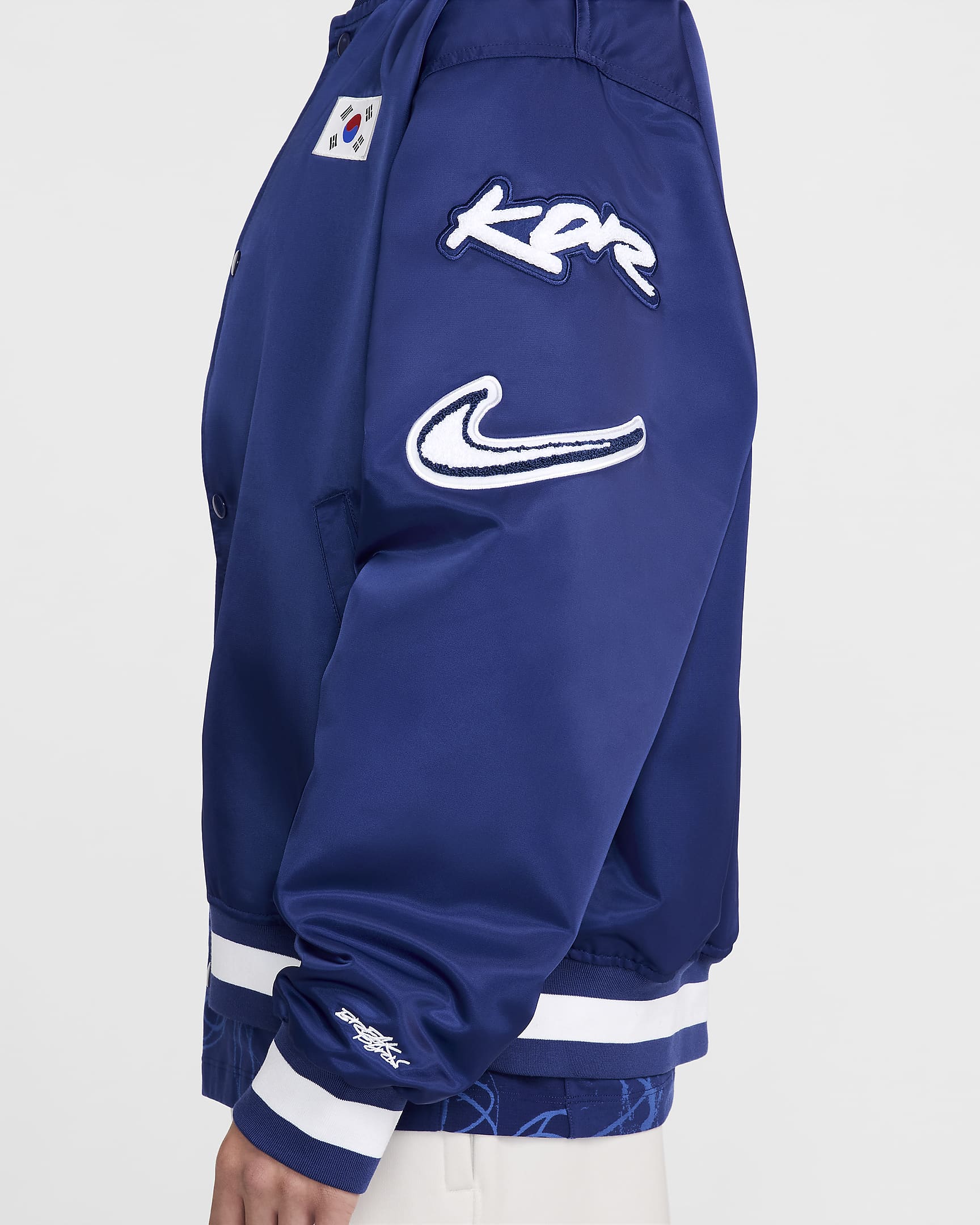 Korea Dugout Men's Nike Breaking Satin Jacket - Deep Royal Blue/White/Old Royal