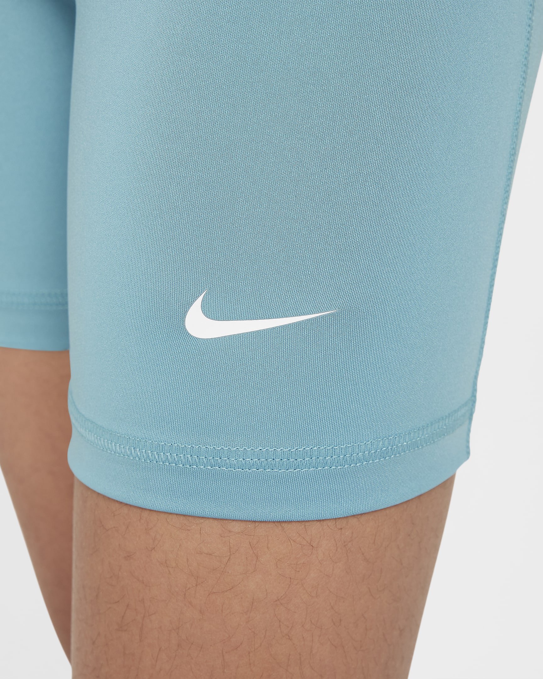 Nike Pro Older Kids' (Girls') Dri-FIT 13cm (approx.) Shorts - Denim Turquoise/White