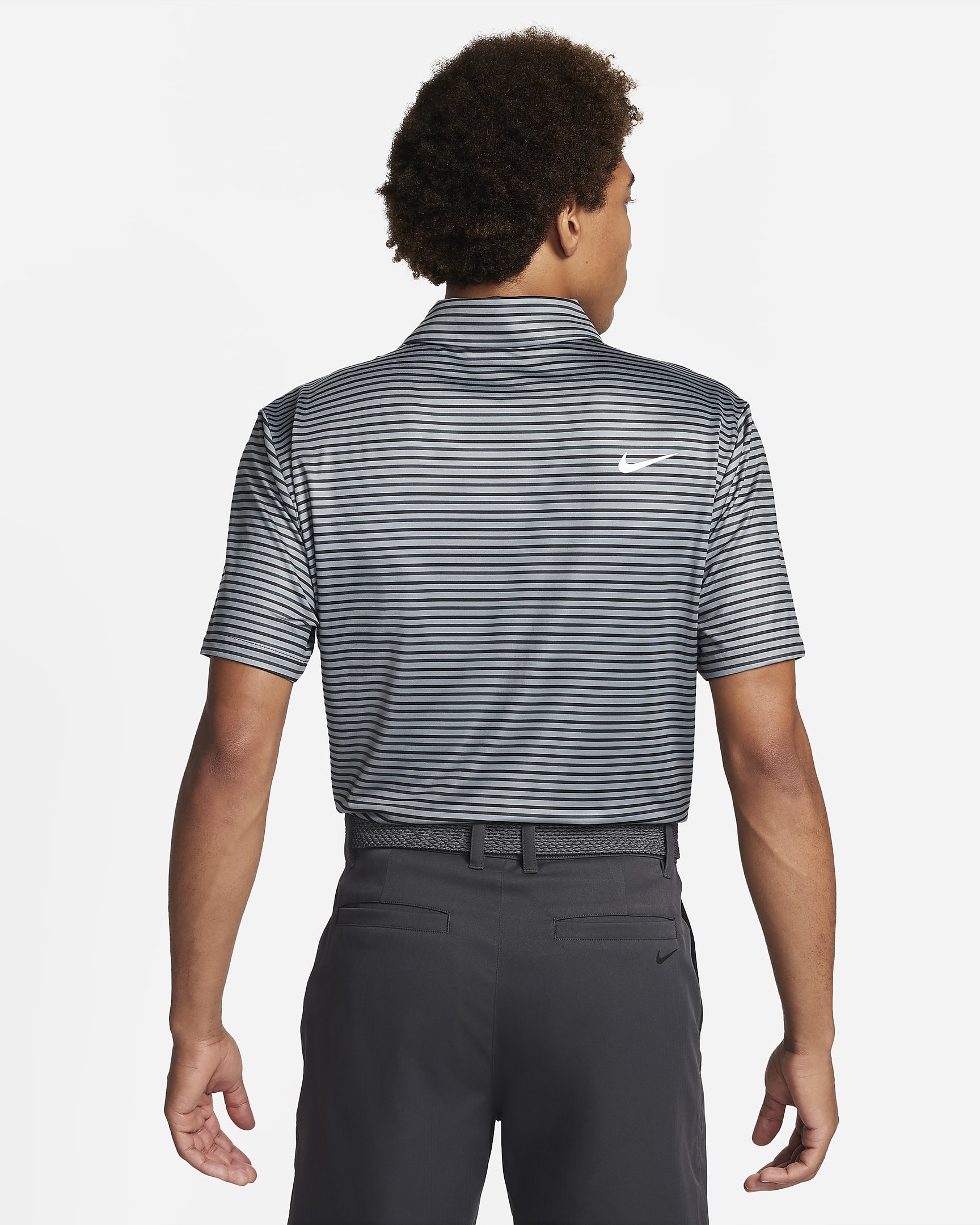 Nike Tour Men's Dri-FIT Striped Golf Polo - Smoke Grey/White