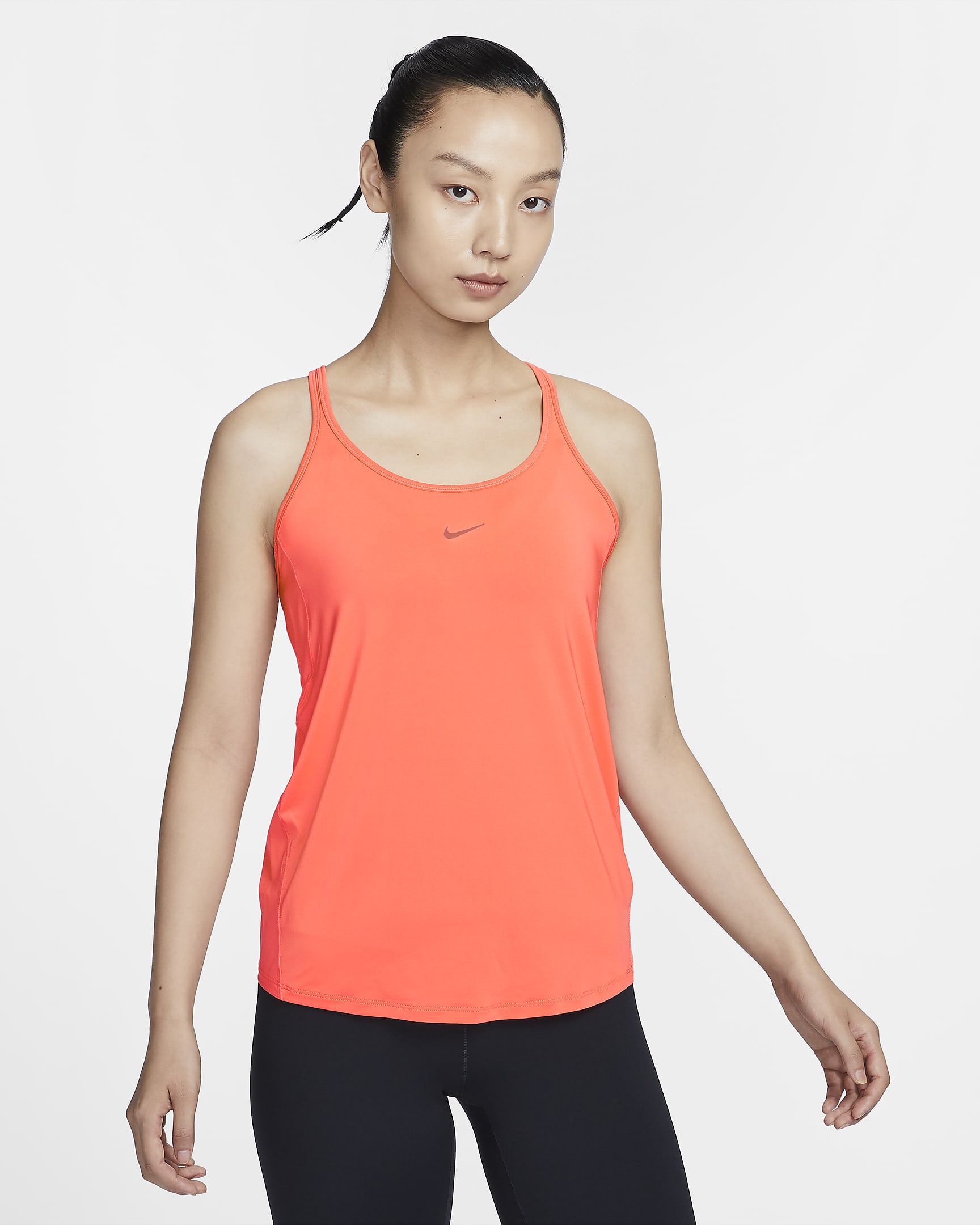 Nike One Classic 女款 Dri-FIT 細肩帶背心上衣 - Light Wild Mango/黑色