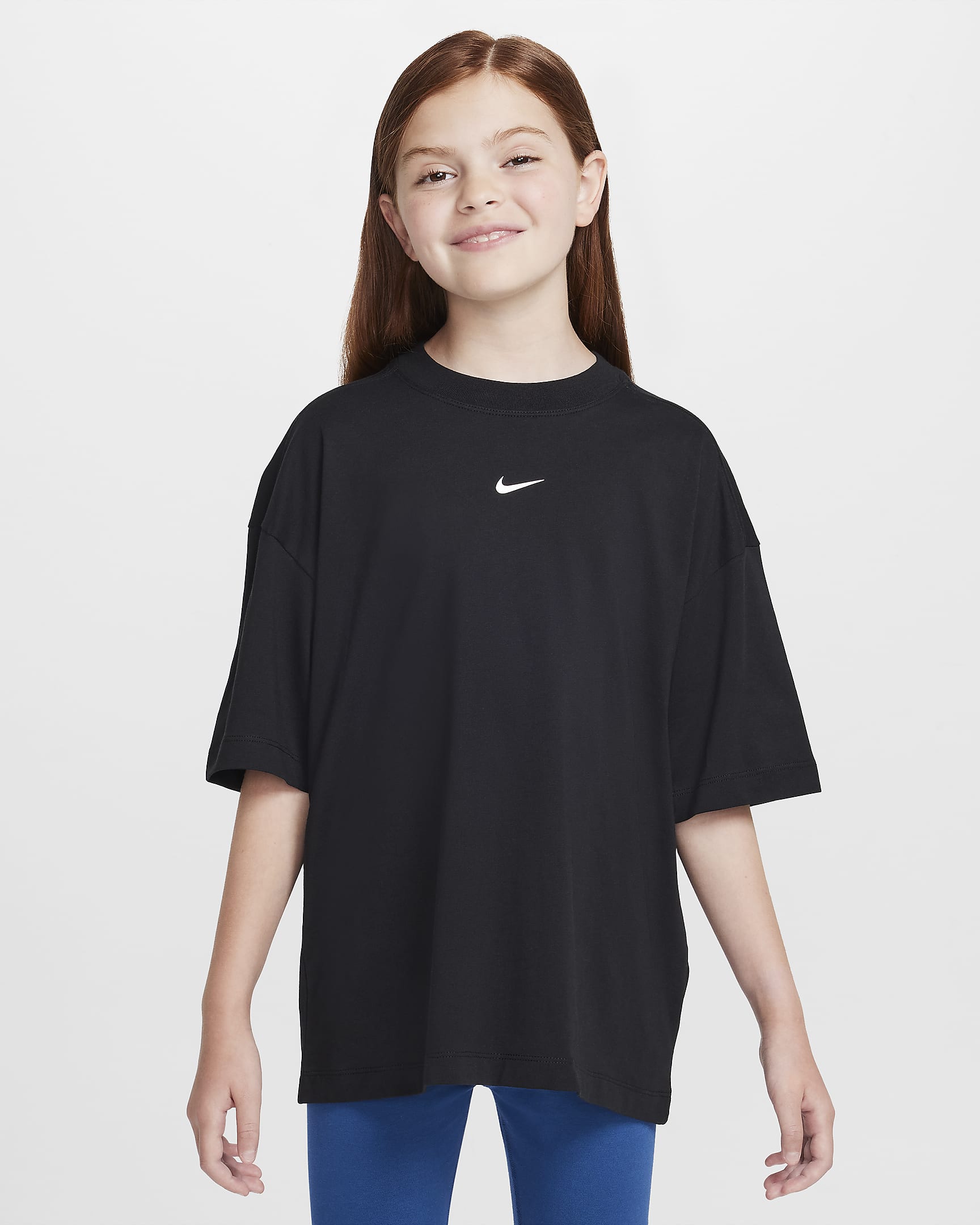 Playera oversized para niña talla grande Nike Sportswear - Negro