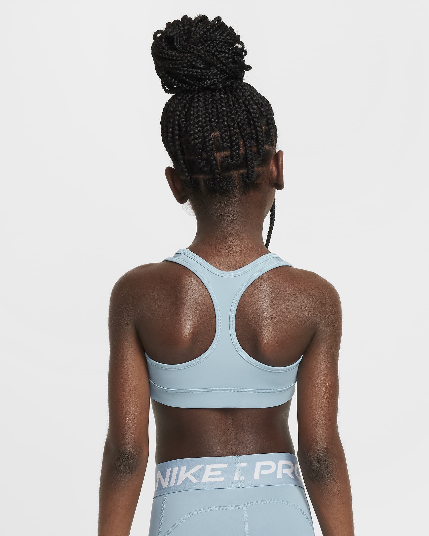 Nike Swoosh Older Kids' (Girls') Sports Bra - Denim Turquoise/White