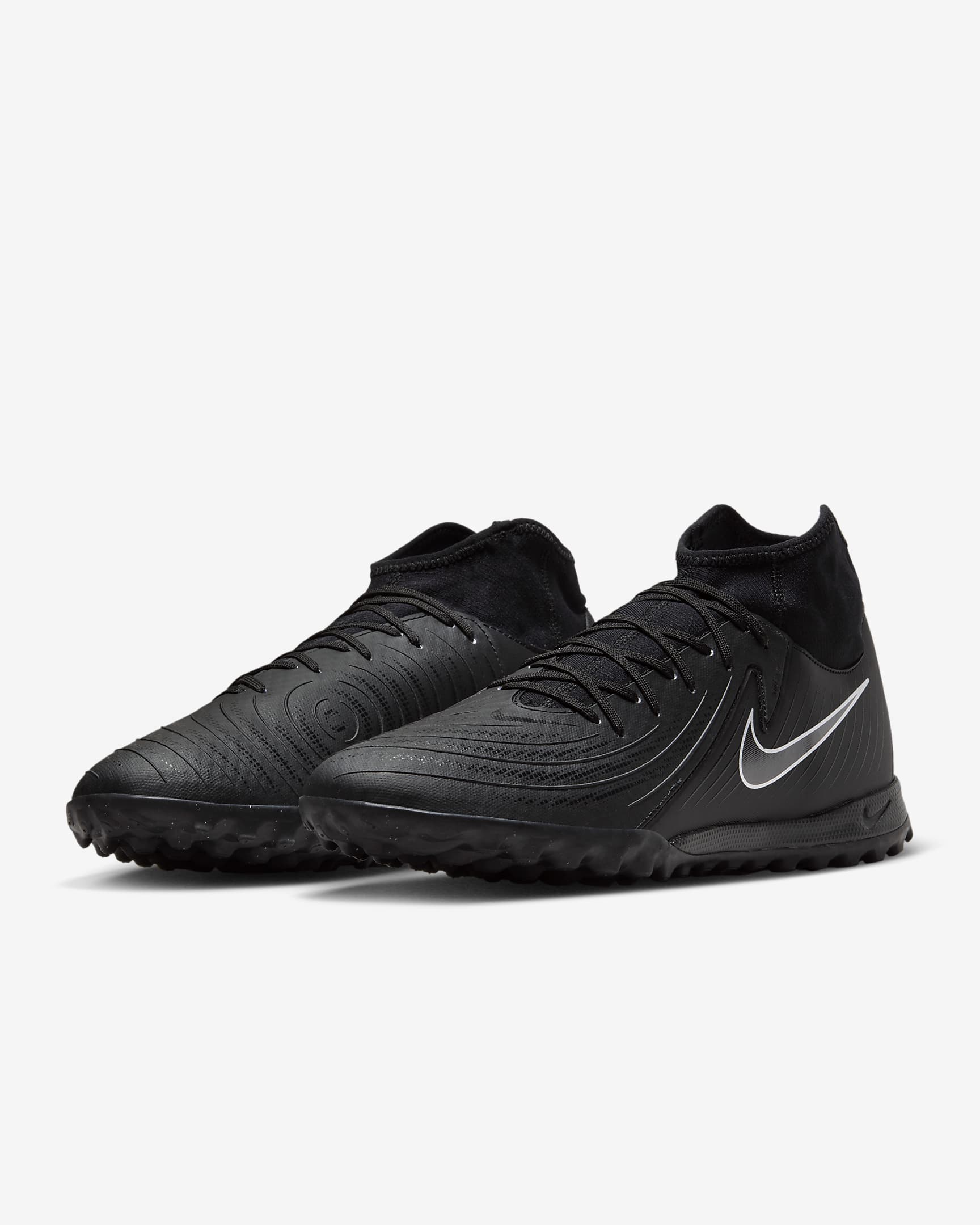 Nike Phantom Luna 2 Academy TF High-Top Football Shoes - Black/Black