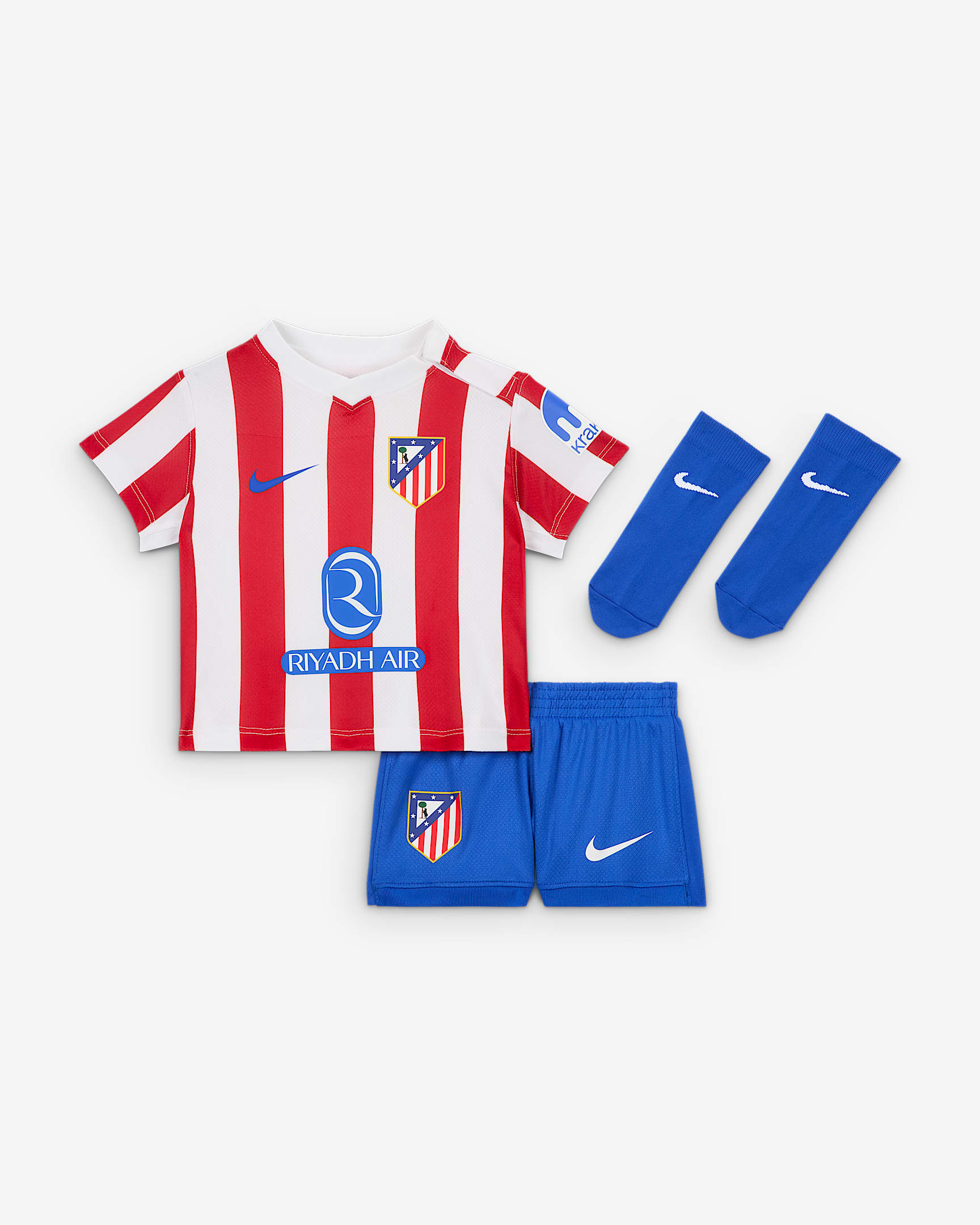 Atlético Madrid 2025/26 Stadium Home Baby/Toddler Nike Soccer Replica 3-Piece Kit - Sport Red/White/Hyper Royal/Hyper Royal