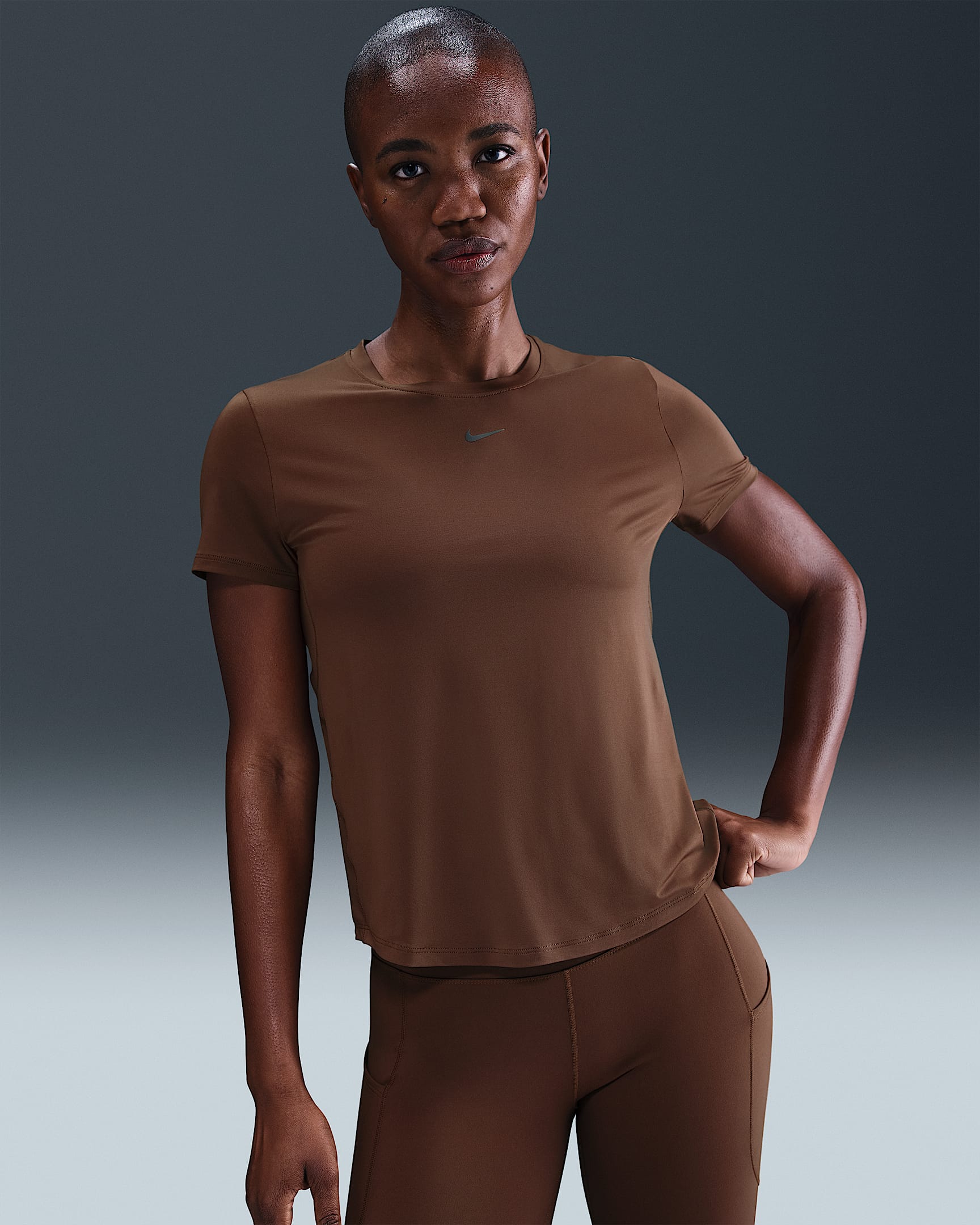 Nike One Classic Women's Dri-FIT Short-Sleeve Top - Fauna Brown/White