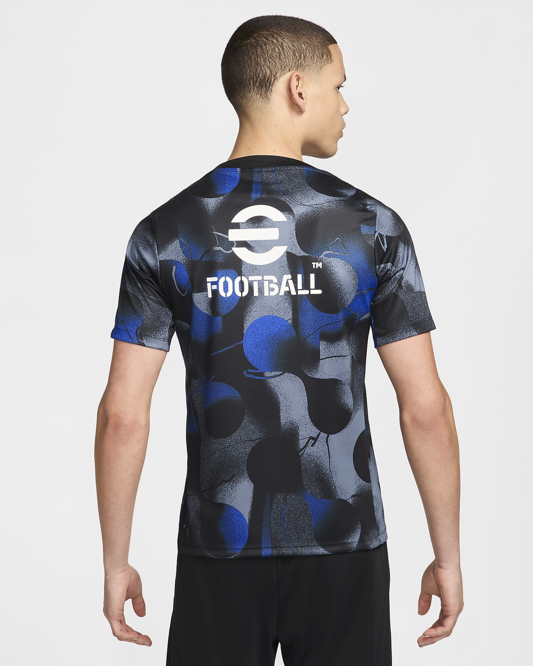 Inter de Milán Academy Pro Camiseta de fútbol de manga corta para antes del partido Nike Dri-FIT - Hombre - Negro/Negro/Diffused Blue/Blanco