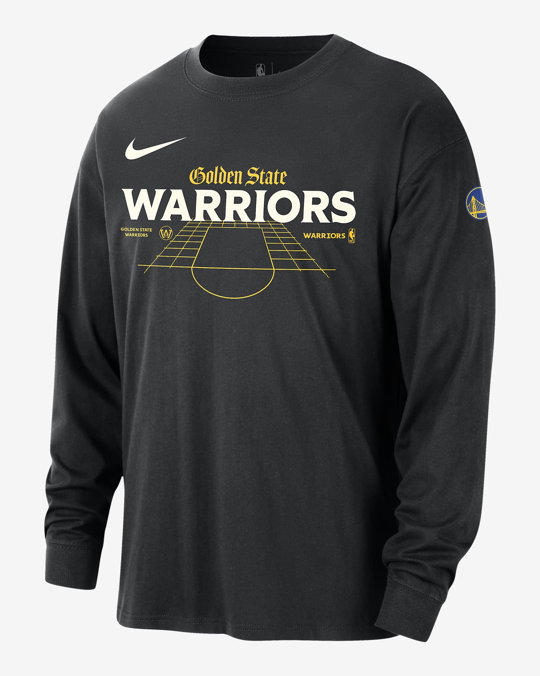 Golden State Warriors Men's Nike NBA Long-Sleeve Max90 T-Shirt - Black