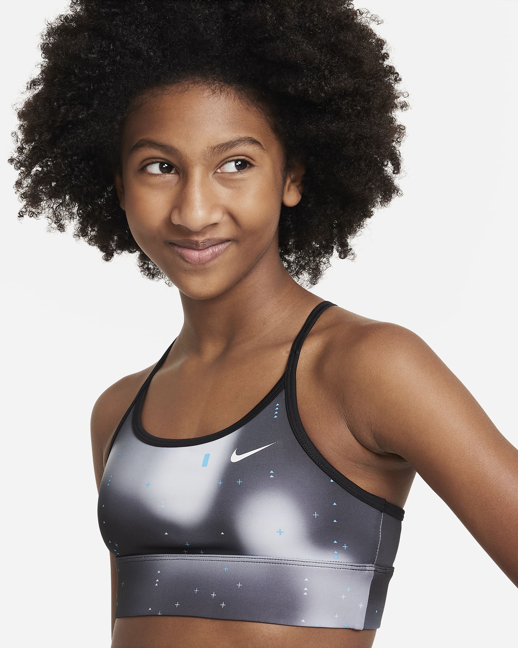 Nike DriFIT Indy Big Kids' (Girls') Light Support Sports Bra.