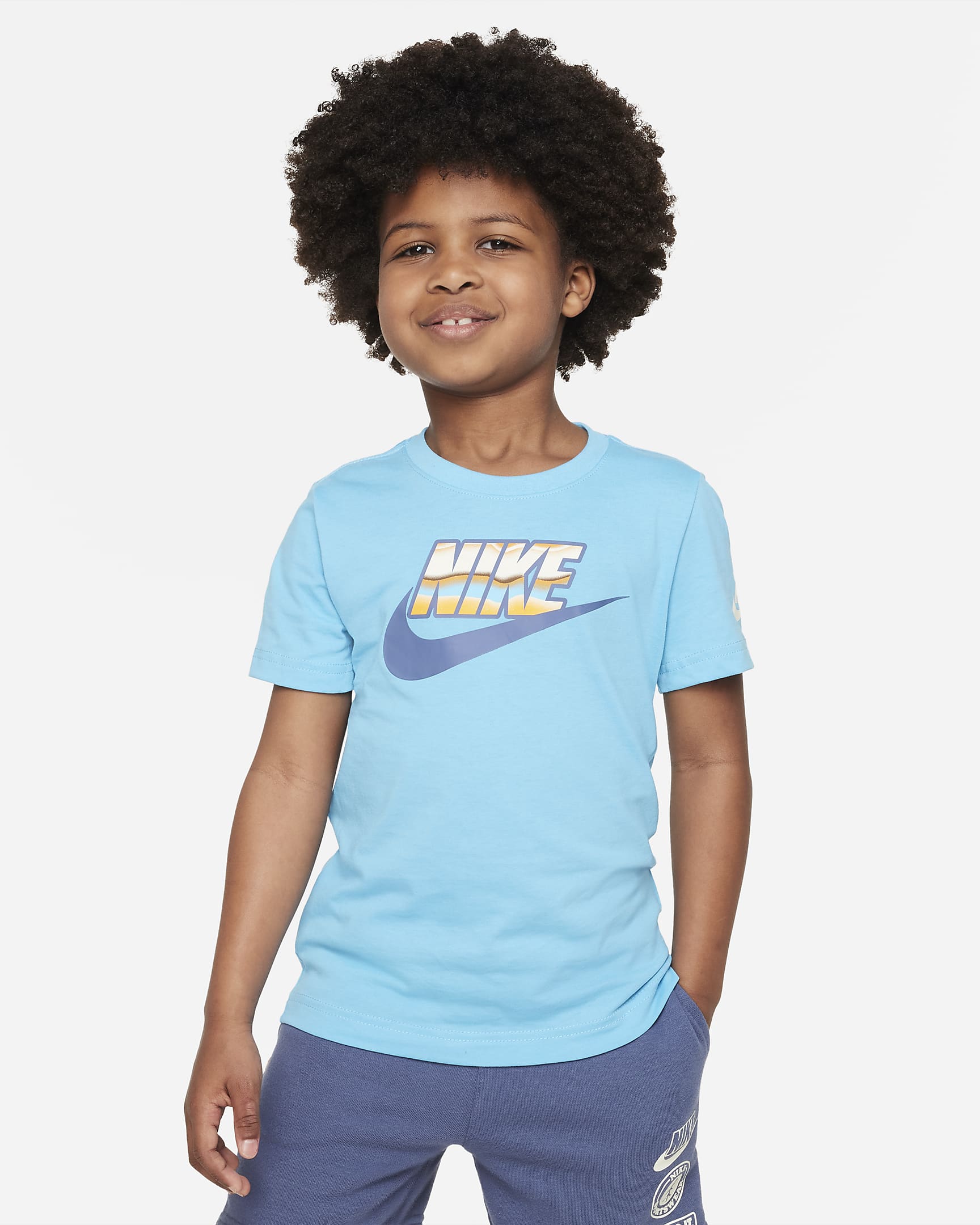 Nike Stripe Scape Futura Tee Little Kids' Dri-FIT T-Shirt - Baltic Blue