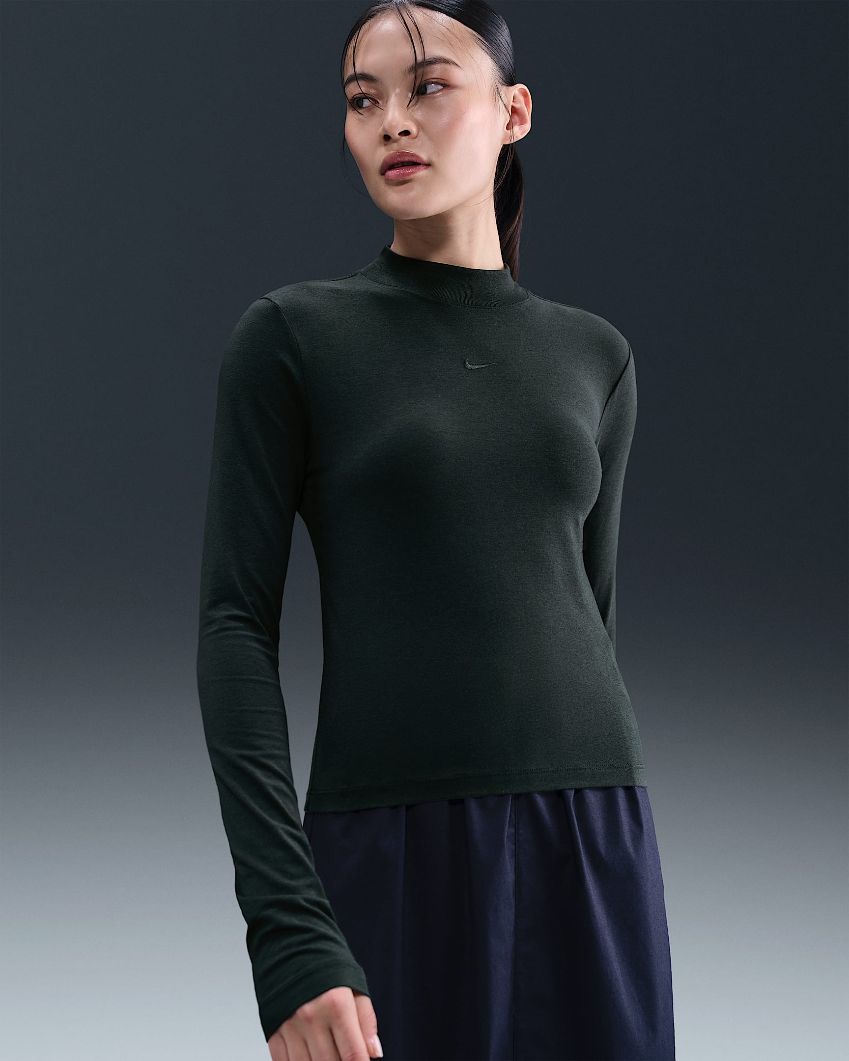 Nike Sportswear Chill Knit Women's Slim Long-Sleeve Mock-Neck T-Shirt - Seaweed