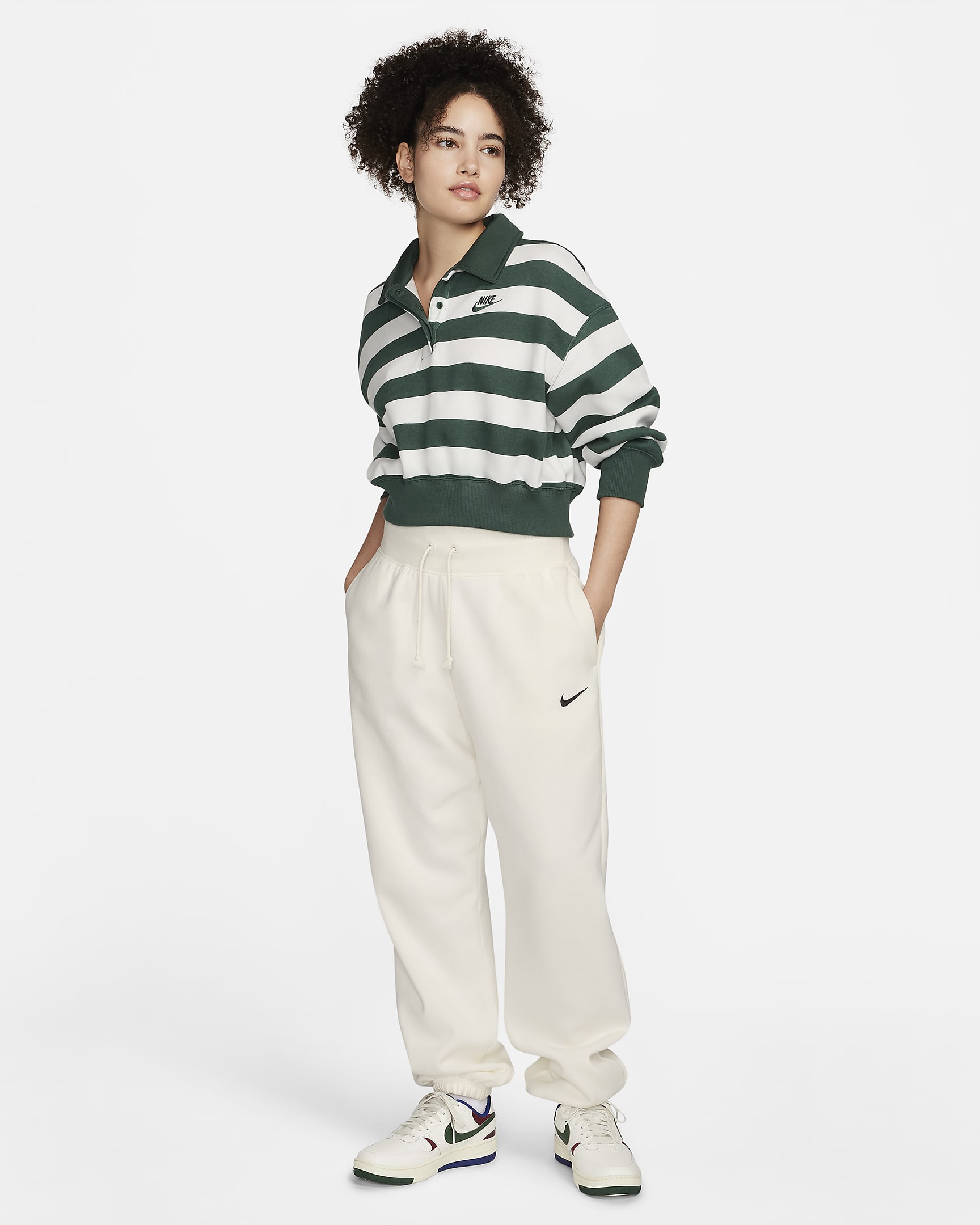 Nike Sportswear Phoenix Fleece Women's Oversized 3/4-Sleeve Striped ...