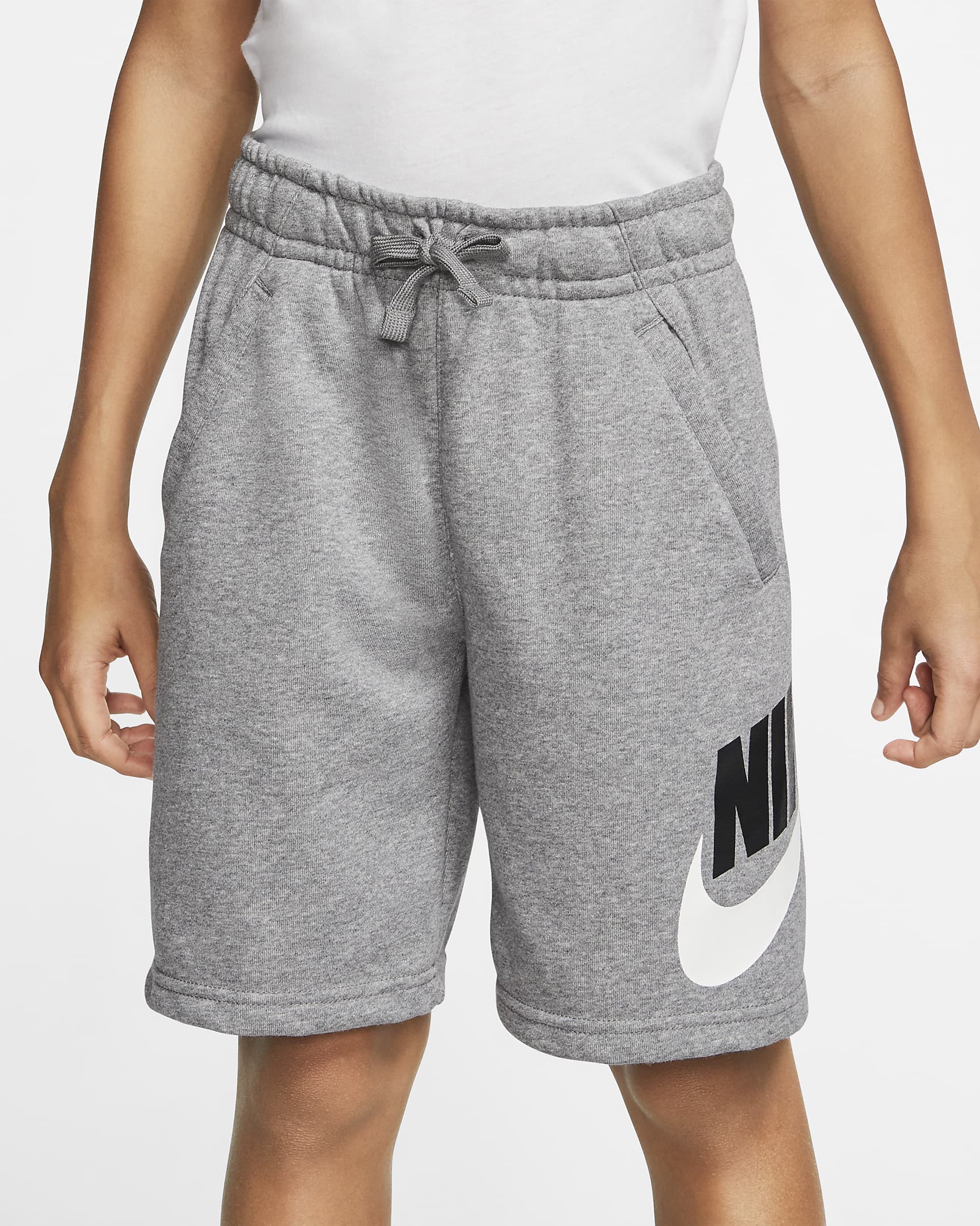 Nike Sportswear Club Fleece Big Kids’ Shorts - Carbon Heather/Smoke Grey