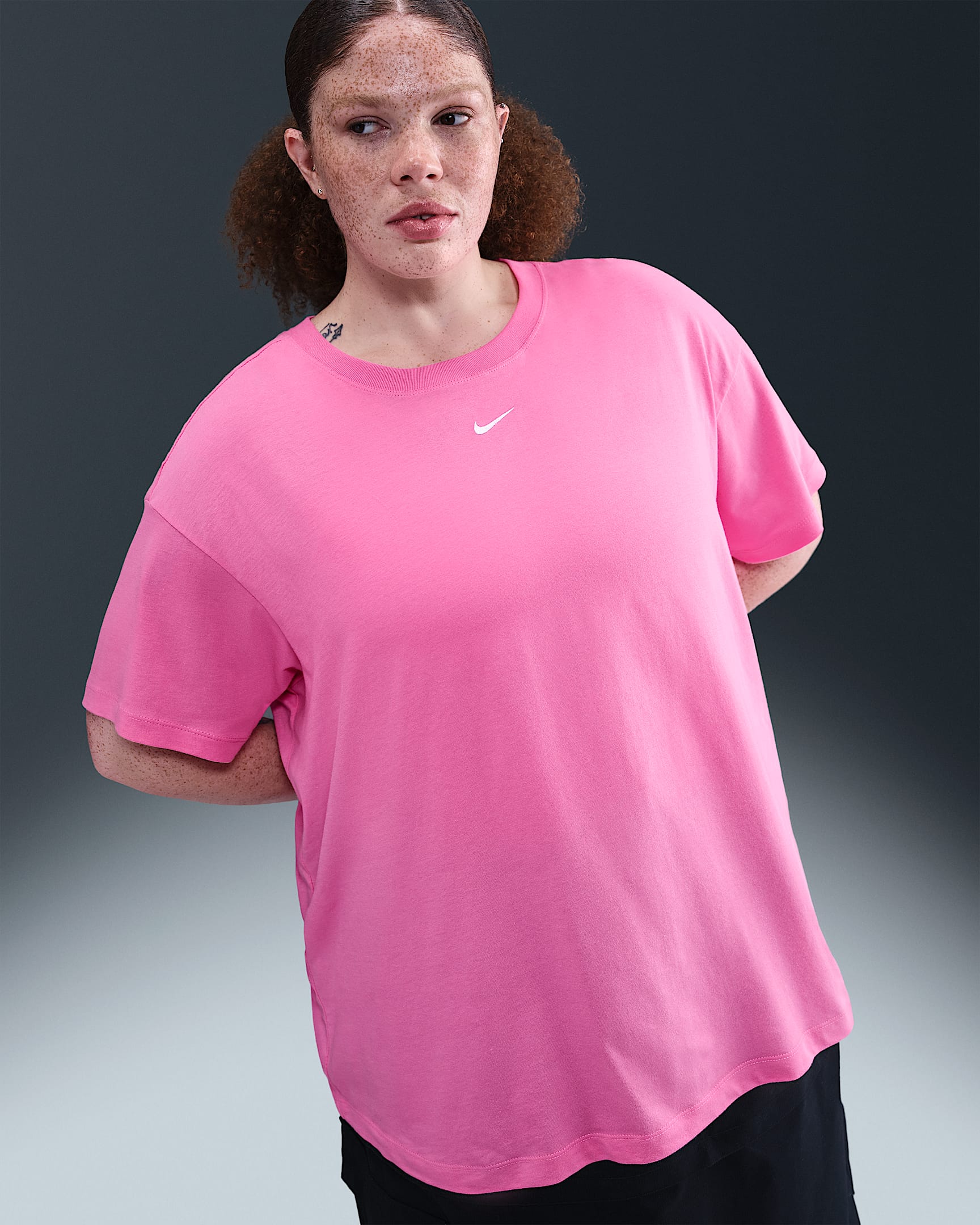 Nike Sportswear Essential Women's T-Shirt (Plus Size) - Playful Pink