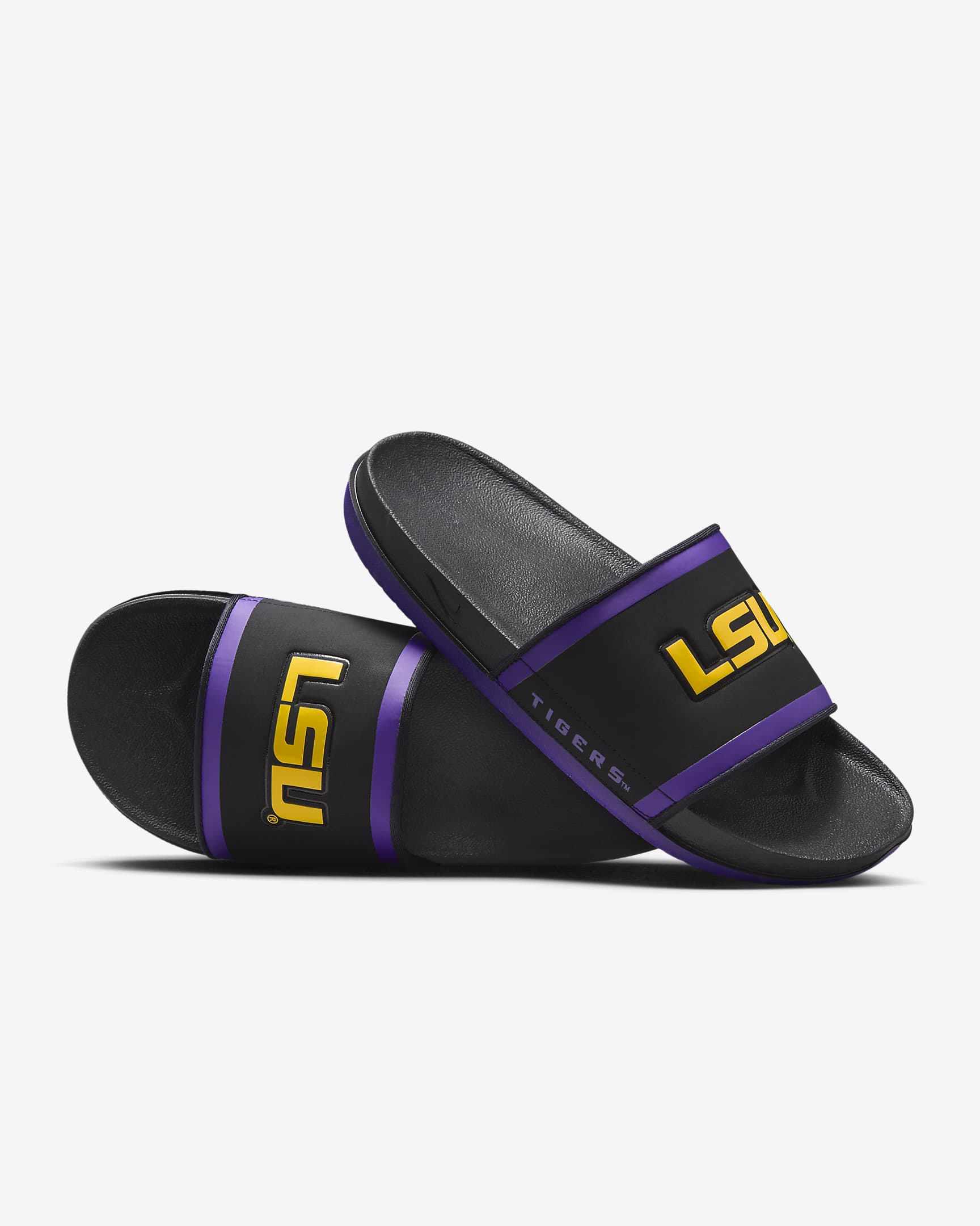 Chancla Nike Offcourt (LSU) - Negro/Morado cancha/Oro universitario