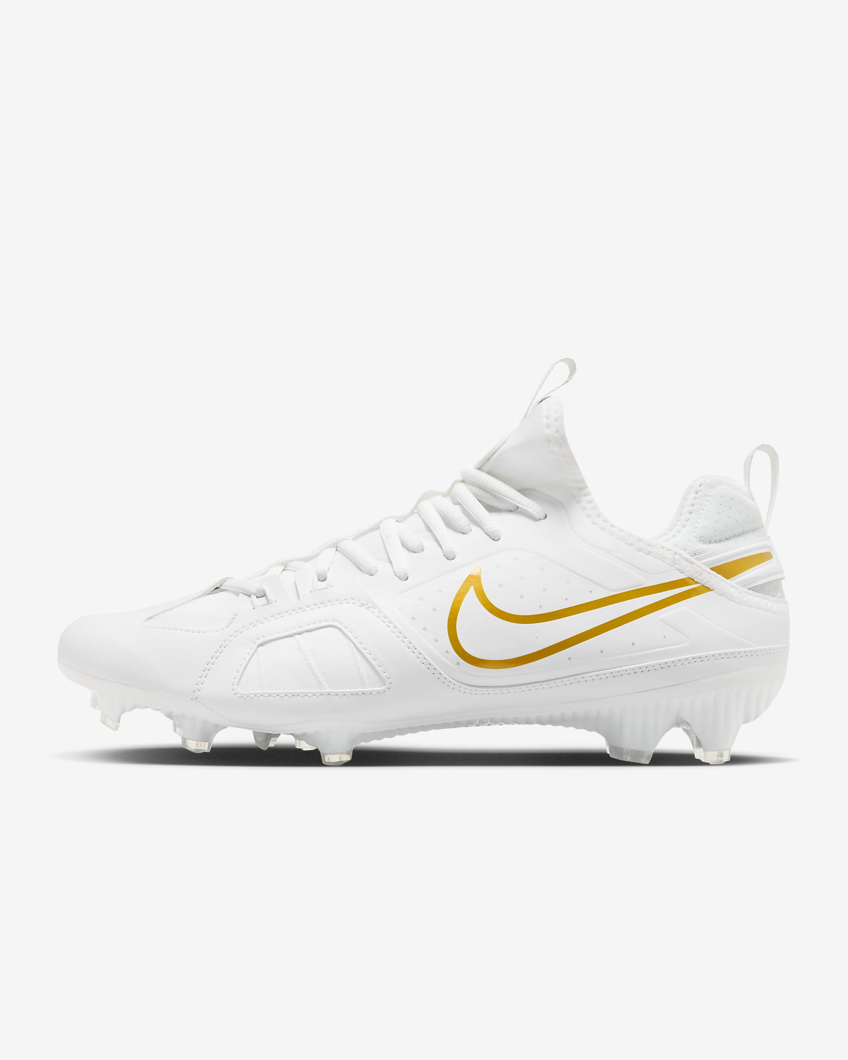 Tacos de lacrosse Nike Huarache 9 Varsity LAX - Blanco/Blanco/Oro intenso metálico