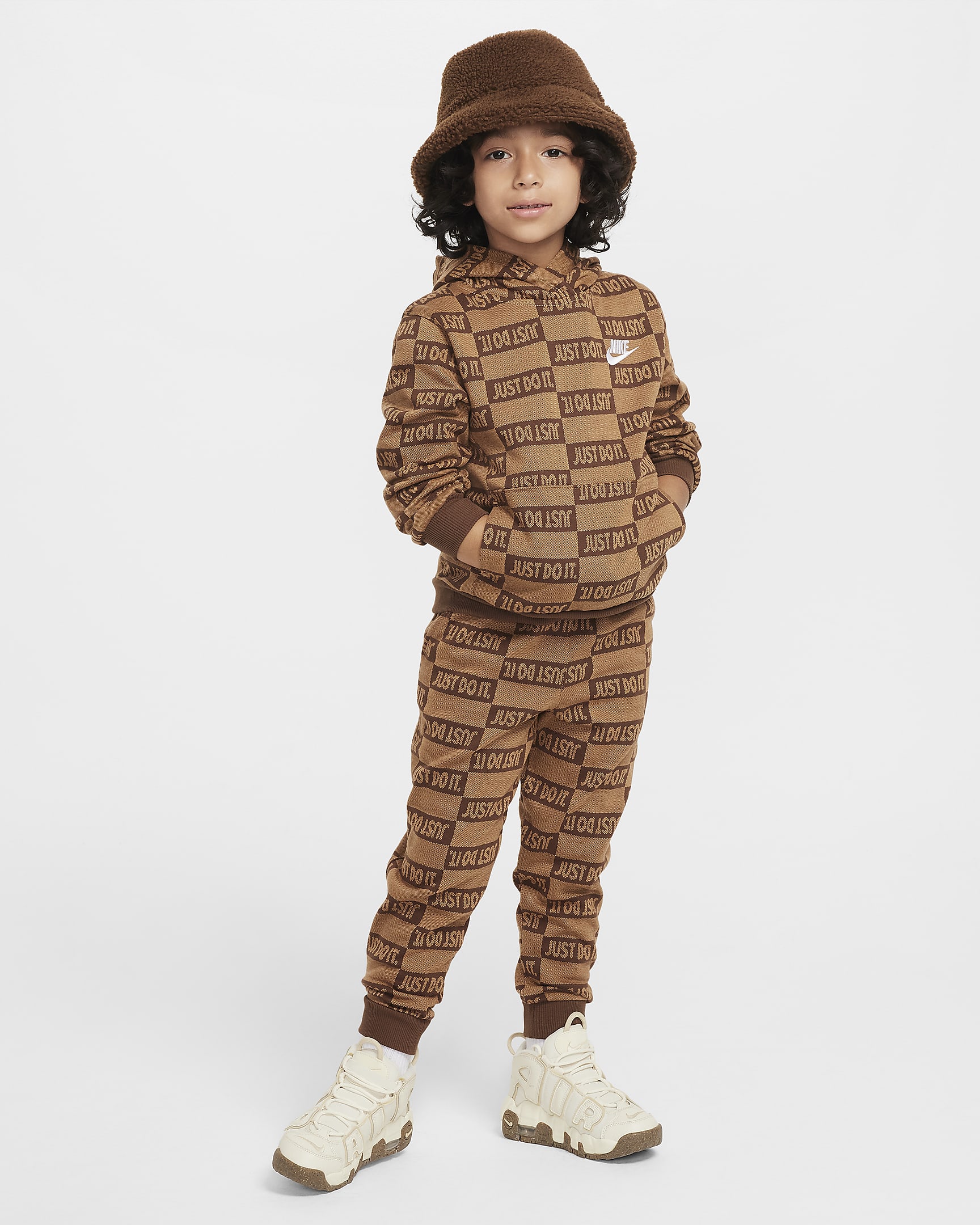 Nike Sportswear Textured Club Little Kids' Fleece Pullover Hoodie - Flax