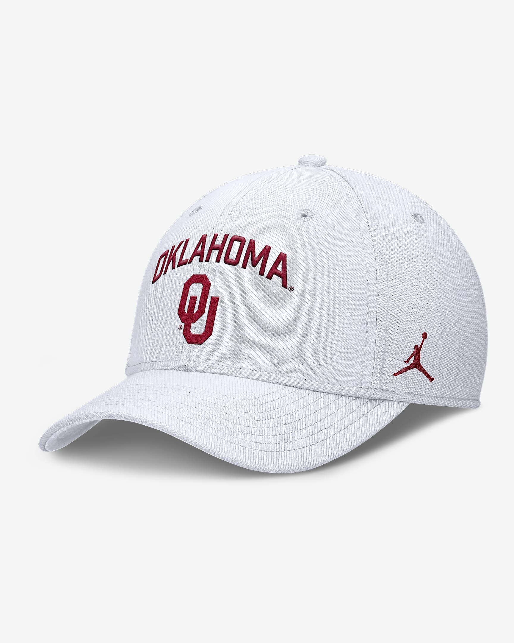 Oklahoma On-Field Rise Swoosh Men's Jordan Brand Dri-FIT College Hat - White