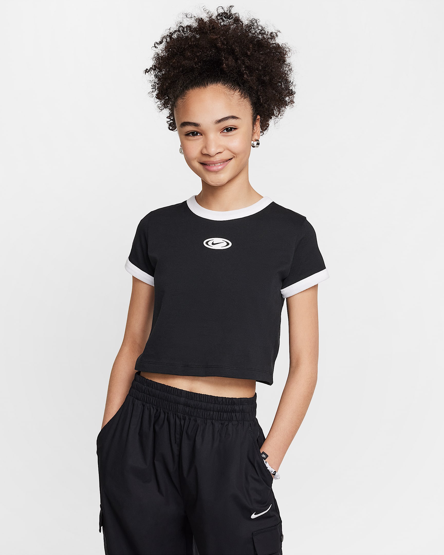 Nike Sportswear Big Kids' (Girls') Cropped T-Shirt - Black
