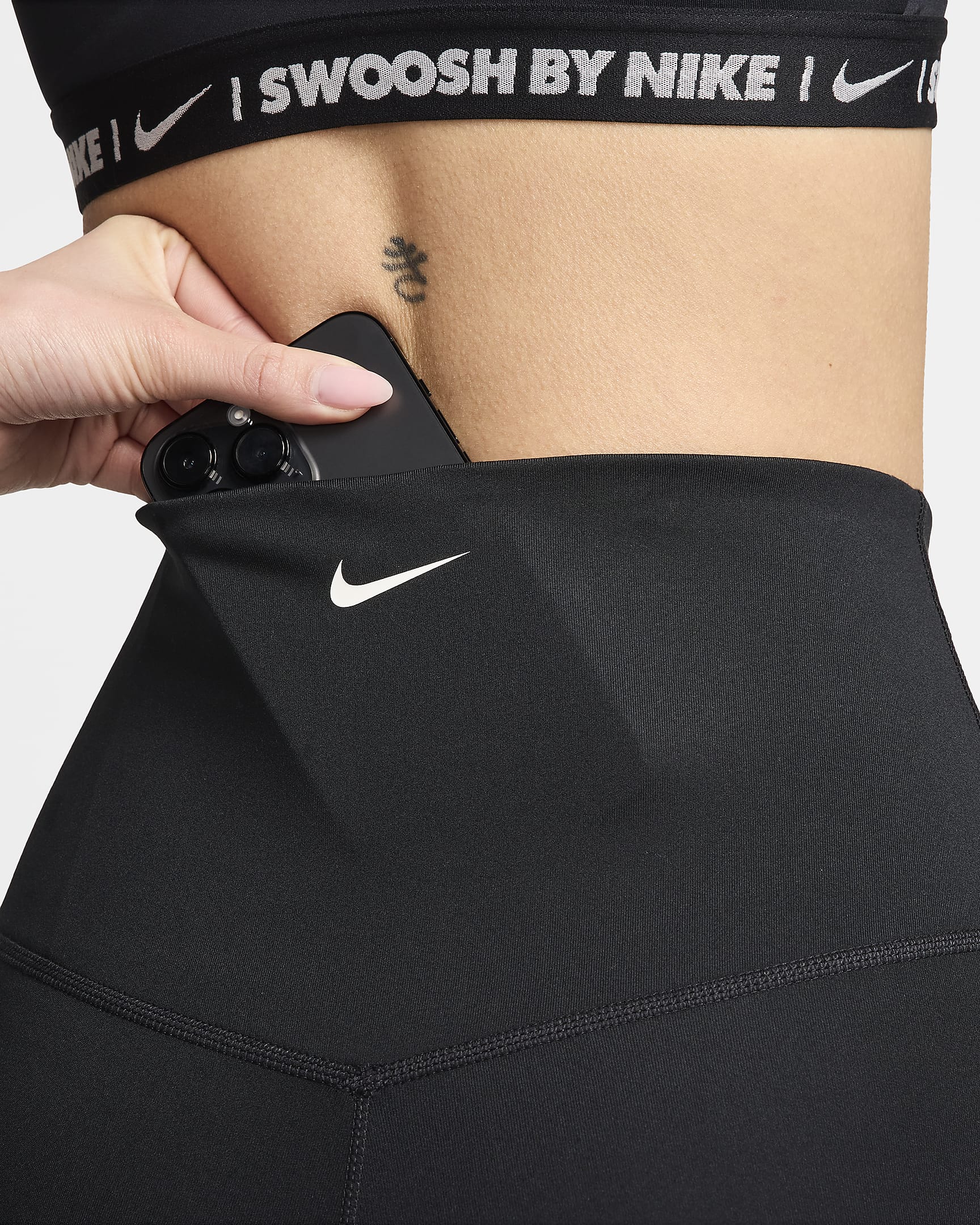 Cykelshorts Nike One med hög midja 18 cm för kvinnor - Svart/Sail