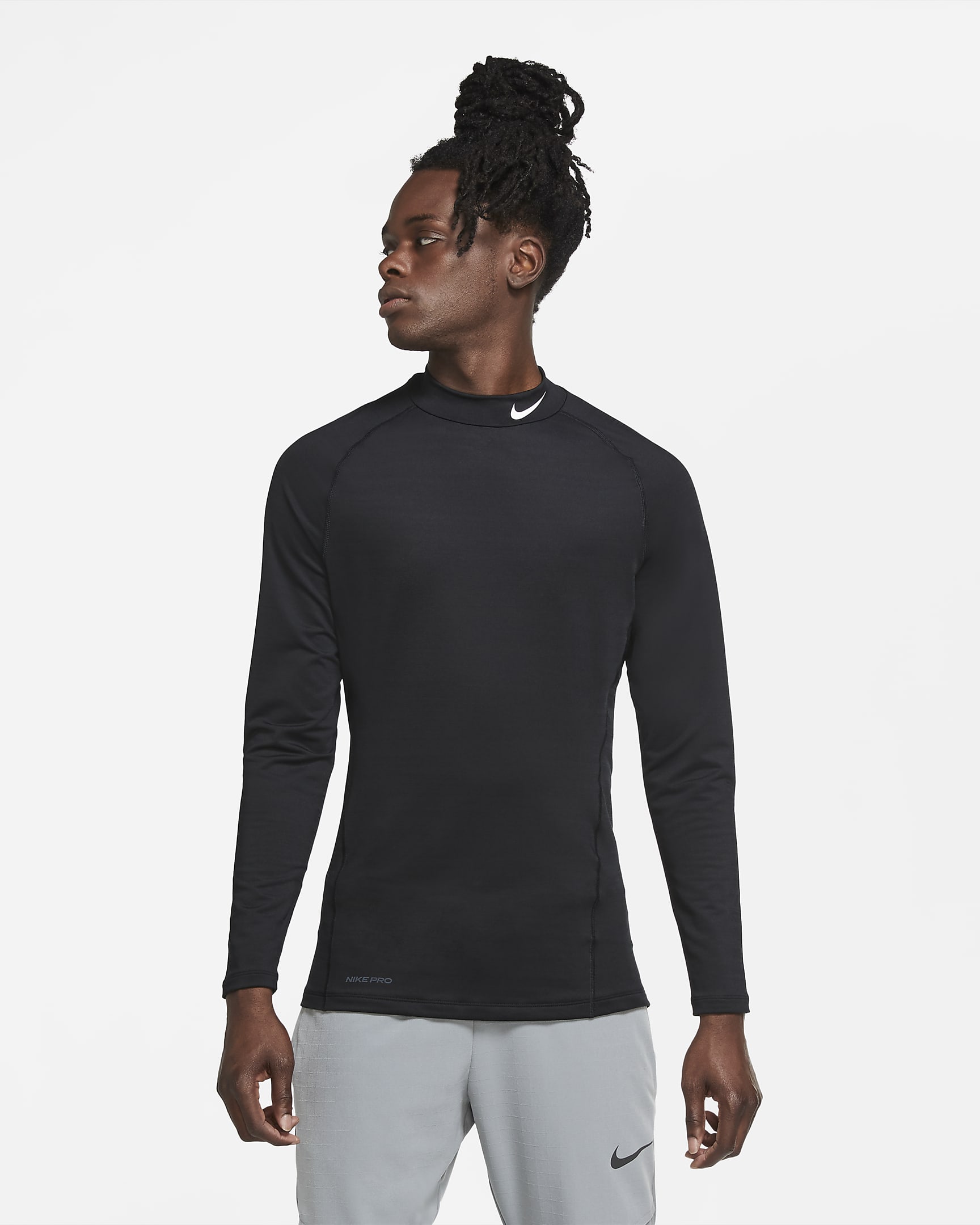 Camiseta de manga larga para hombre Nike Pro Warm - Negro/Blanco