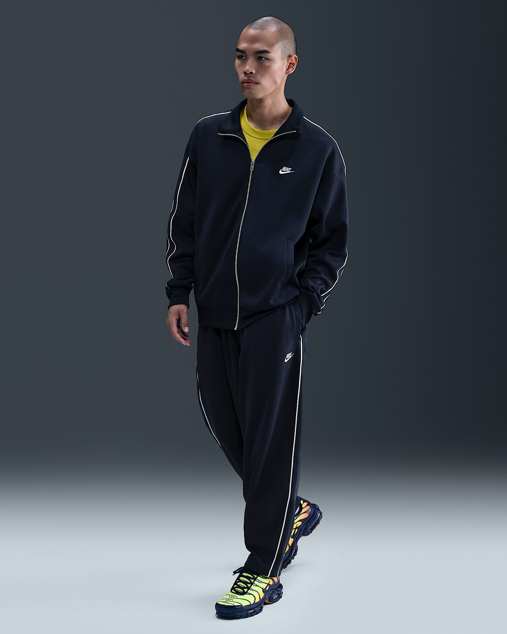 Nike Sportswear Club Men's Oversized Knit Track Pants - Obsidian/White/White