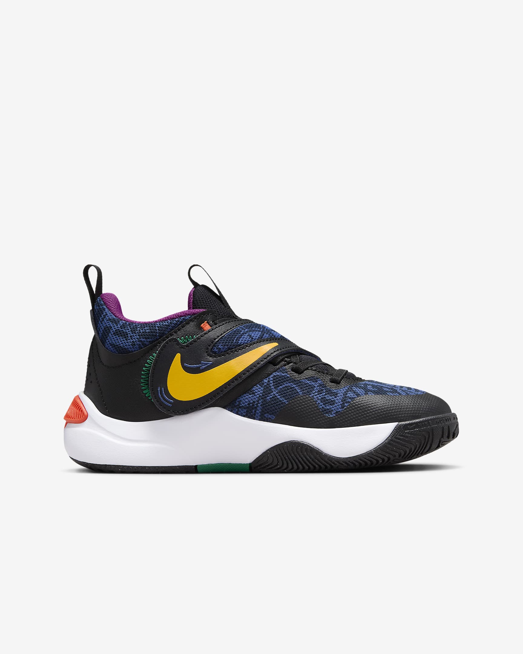 Nike Team Hustle D 11 SE Big Kids' Basketball Shoes - Black/Mystic Navy/Cosmic Clay/University Gold