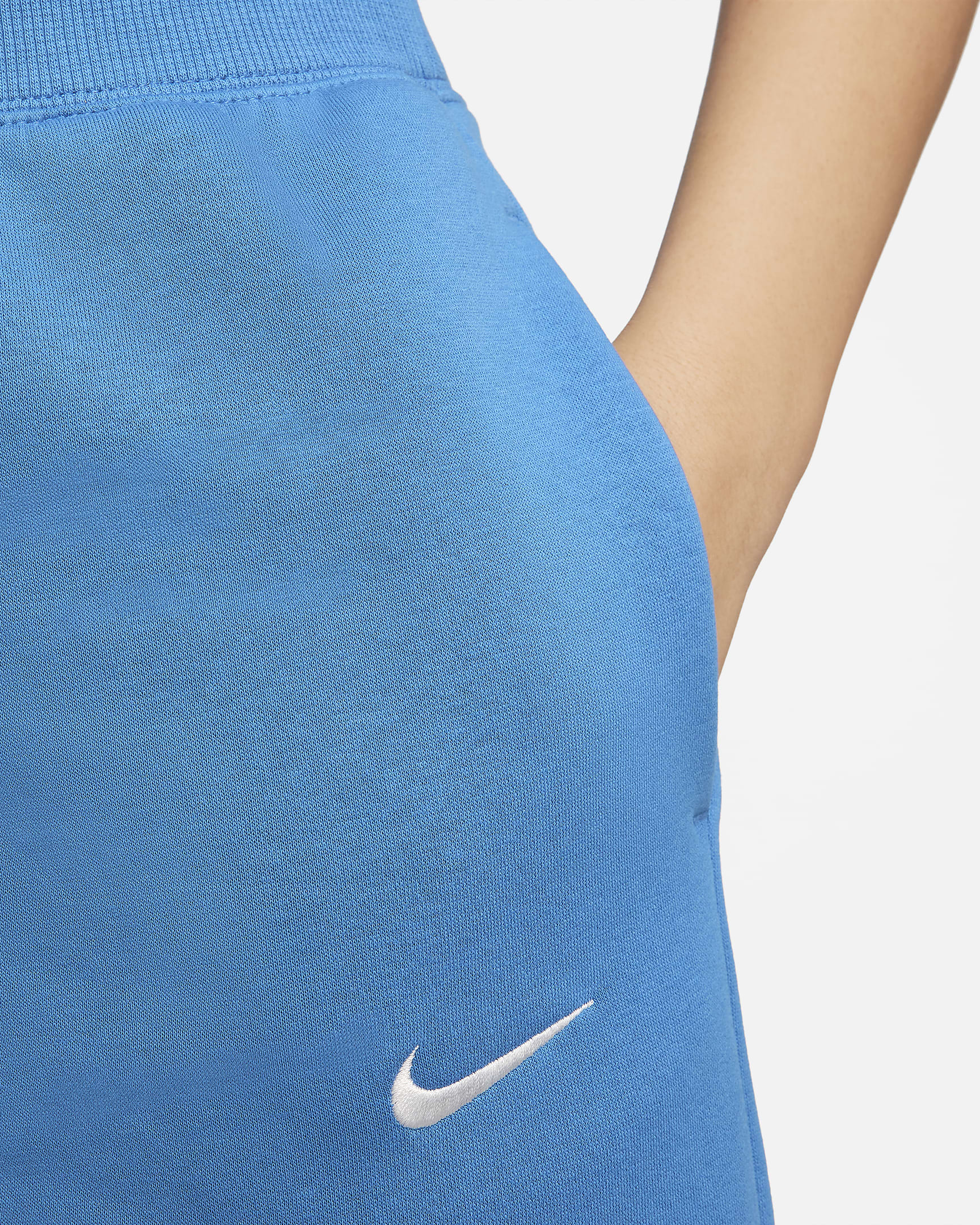 Nike Sportswear Phoenix Fleece verkürzte Trainingshose mit hohem Taillenbund für Damen - Star Blue/Sail