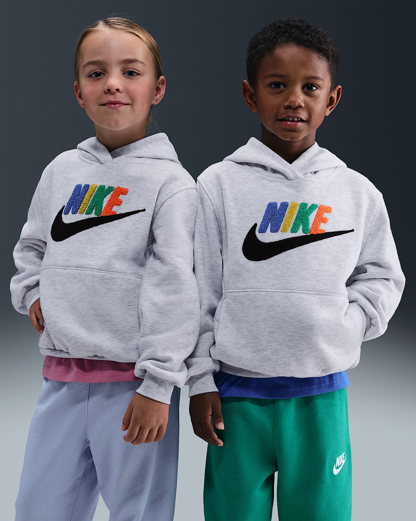Nike Club Little Kids' Chenille Pullover Hoodie - Birch Heather