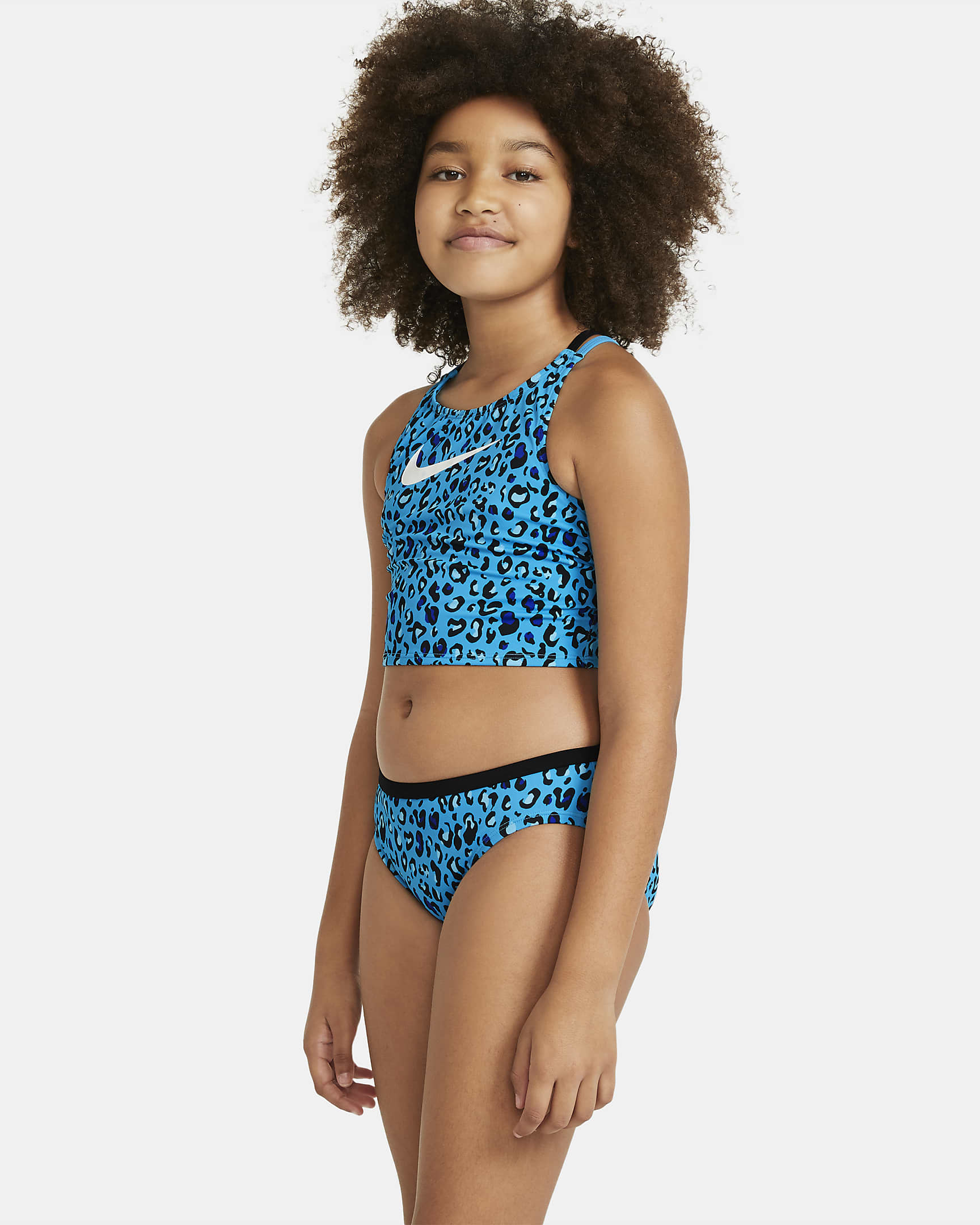 Nike Big Kids' (Girls') Spiderback Midkini Set - Chlorine Blue
