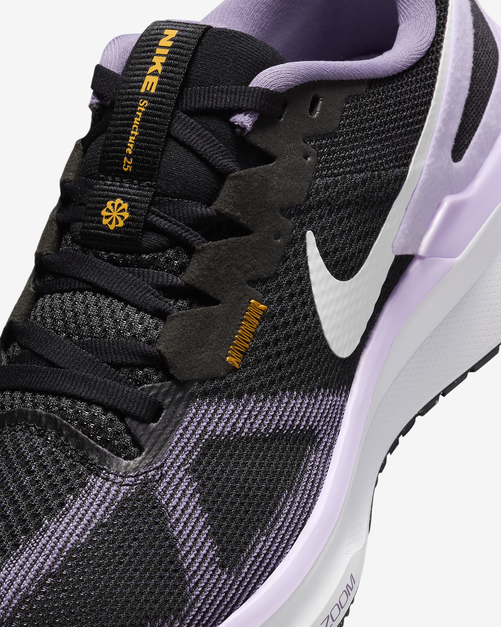 Nike Structure 25 hardloopschoenen voor dames (straat) - Zwart/Daybreak/Lilac Bloom/Wit