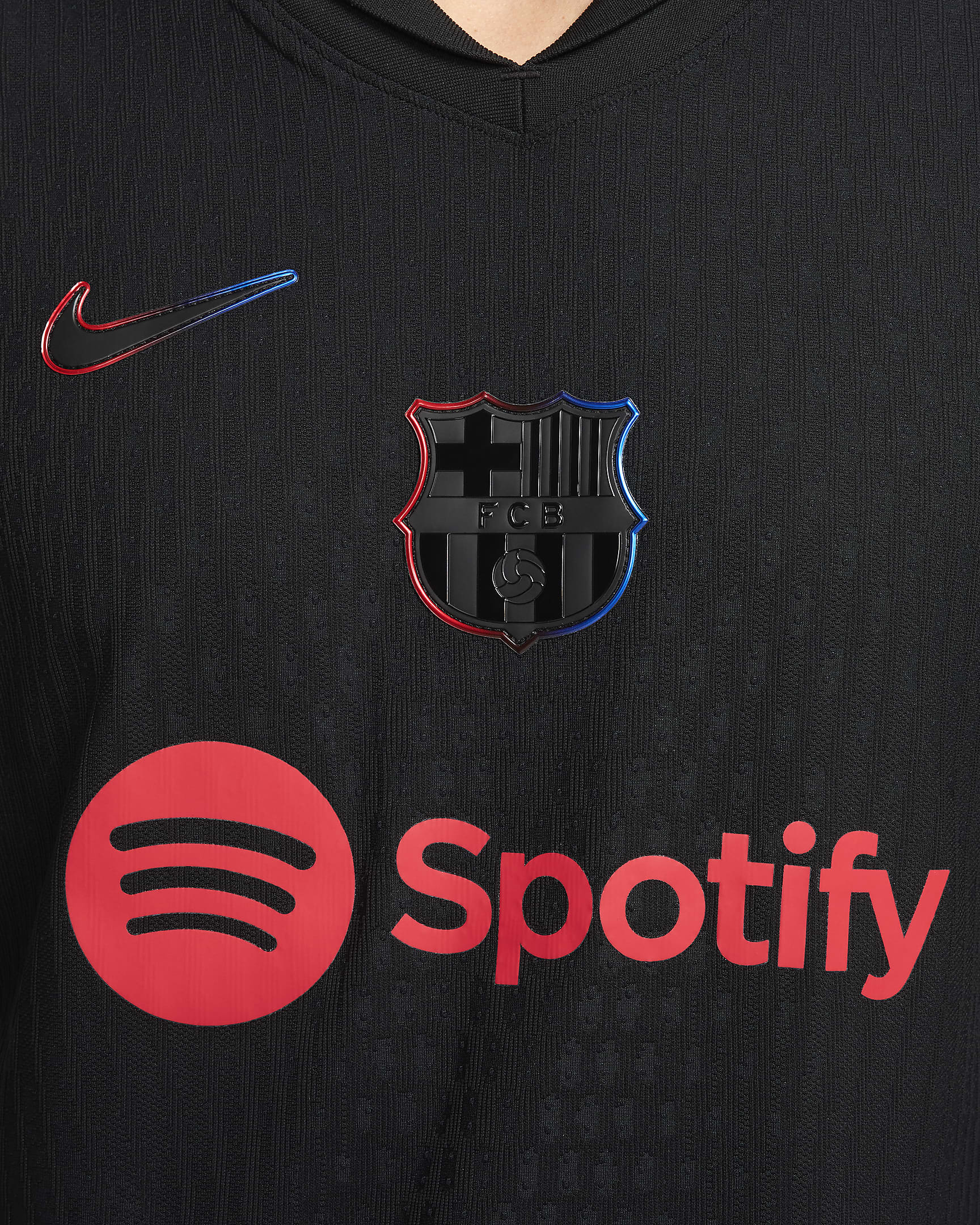 FC Barcelona 2024/25 Match (bortedrakt) Nike Dri-FIT ADV Authentic fotballdrakt til herre - Svart/University Red/Hyper Royal/Svart