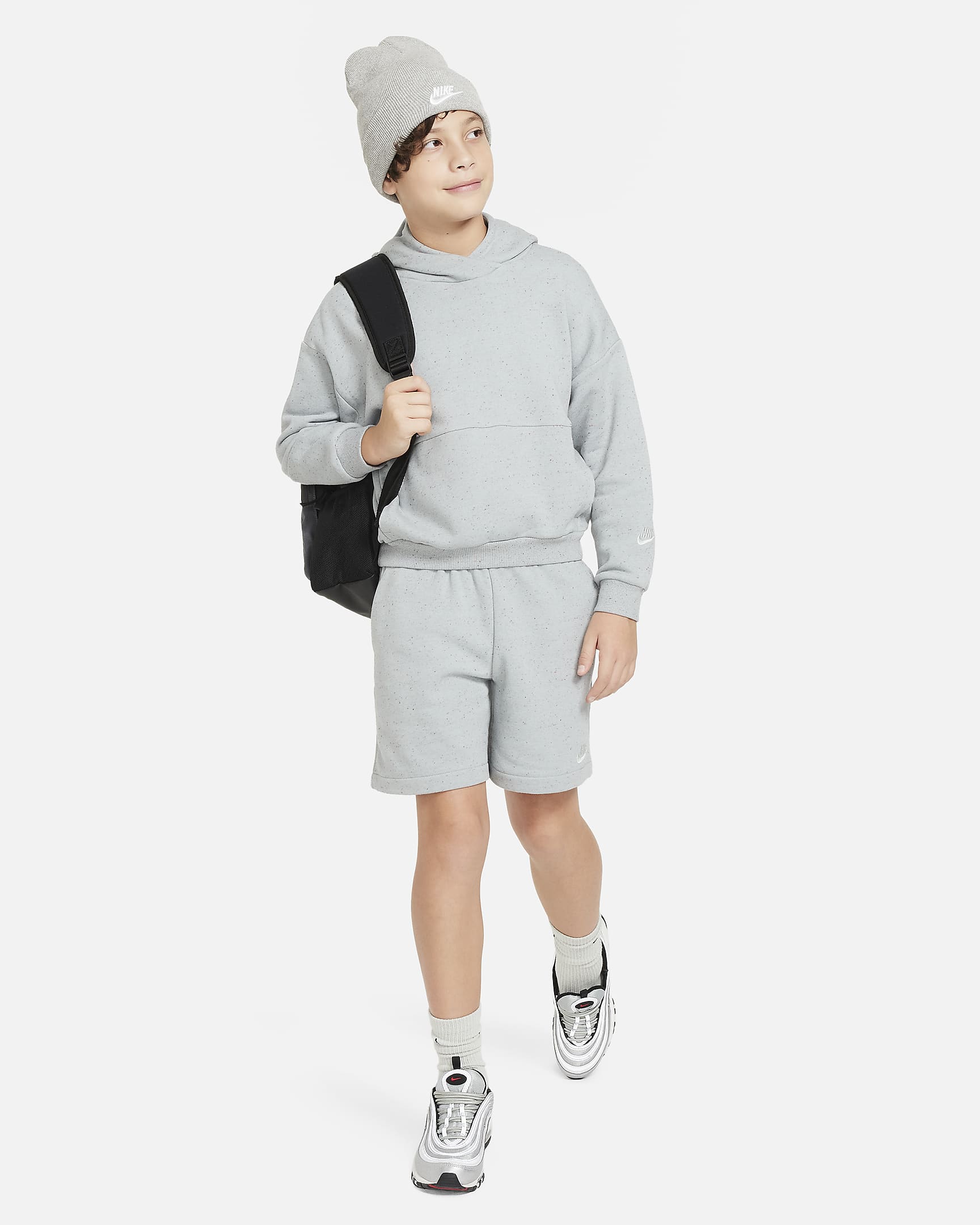 Sudadera con gorro sin cierre oversized para niños talla grande Nike Icon Fleece - Piedra pómez claro/Vela/Plata claro