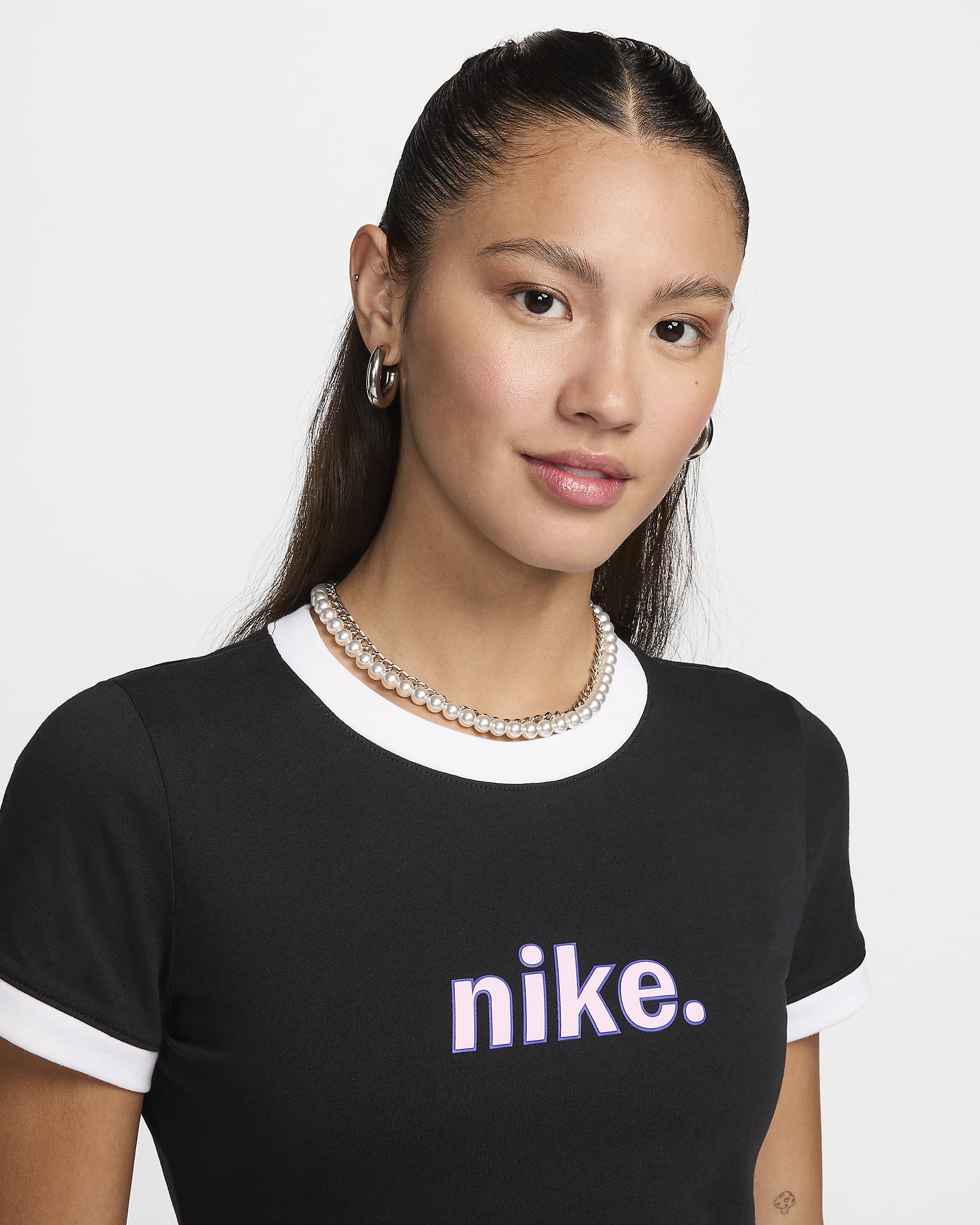 Nike Sportswear Women's Ringer T-Shirt - Black/White/White