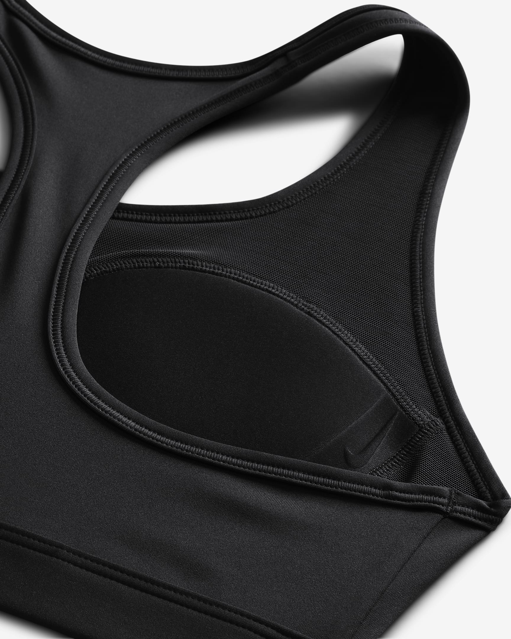 Brassière de sport rembourrée à maintien normal et à logo Nike Swoosh pour femme - Noir/Blanc/Noir/Noir