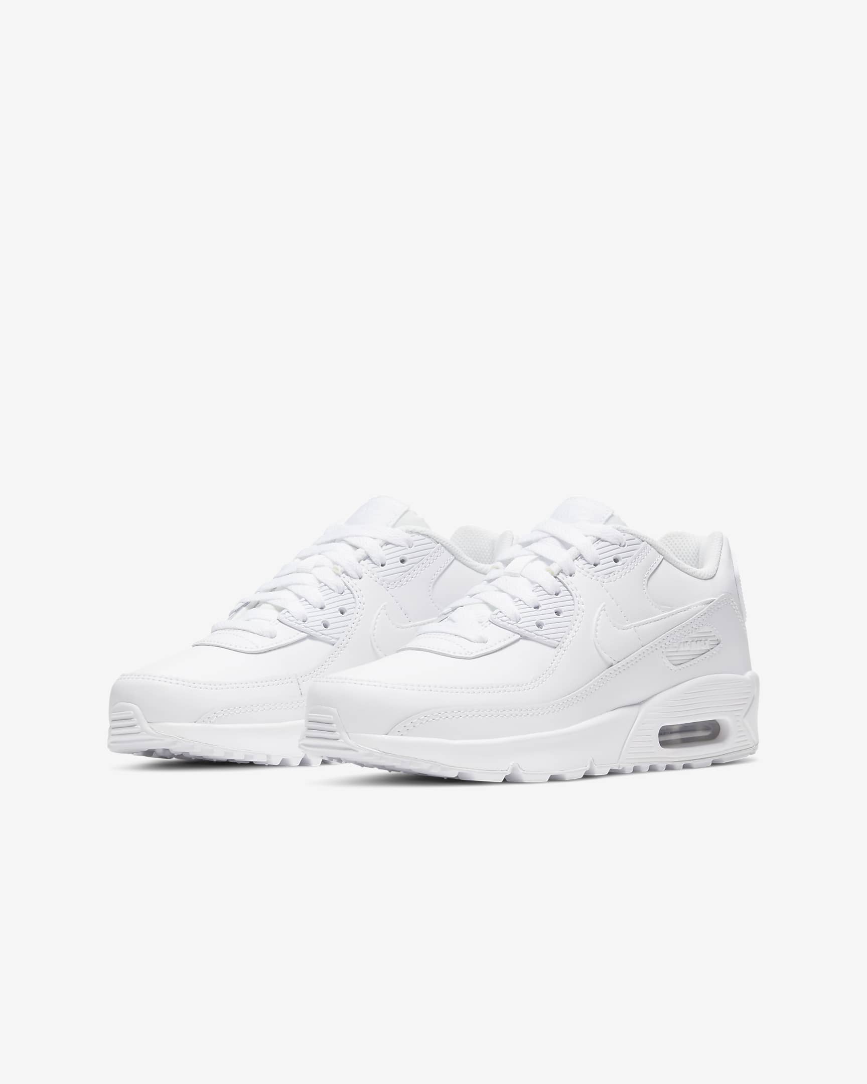 Tenis para niños grandes Nike Air Max 90 LTR - Blanco/Plata metalizado/Blanco/Blanco