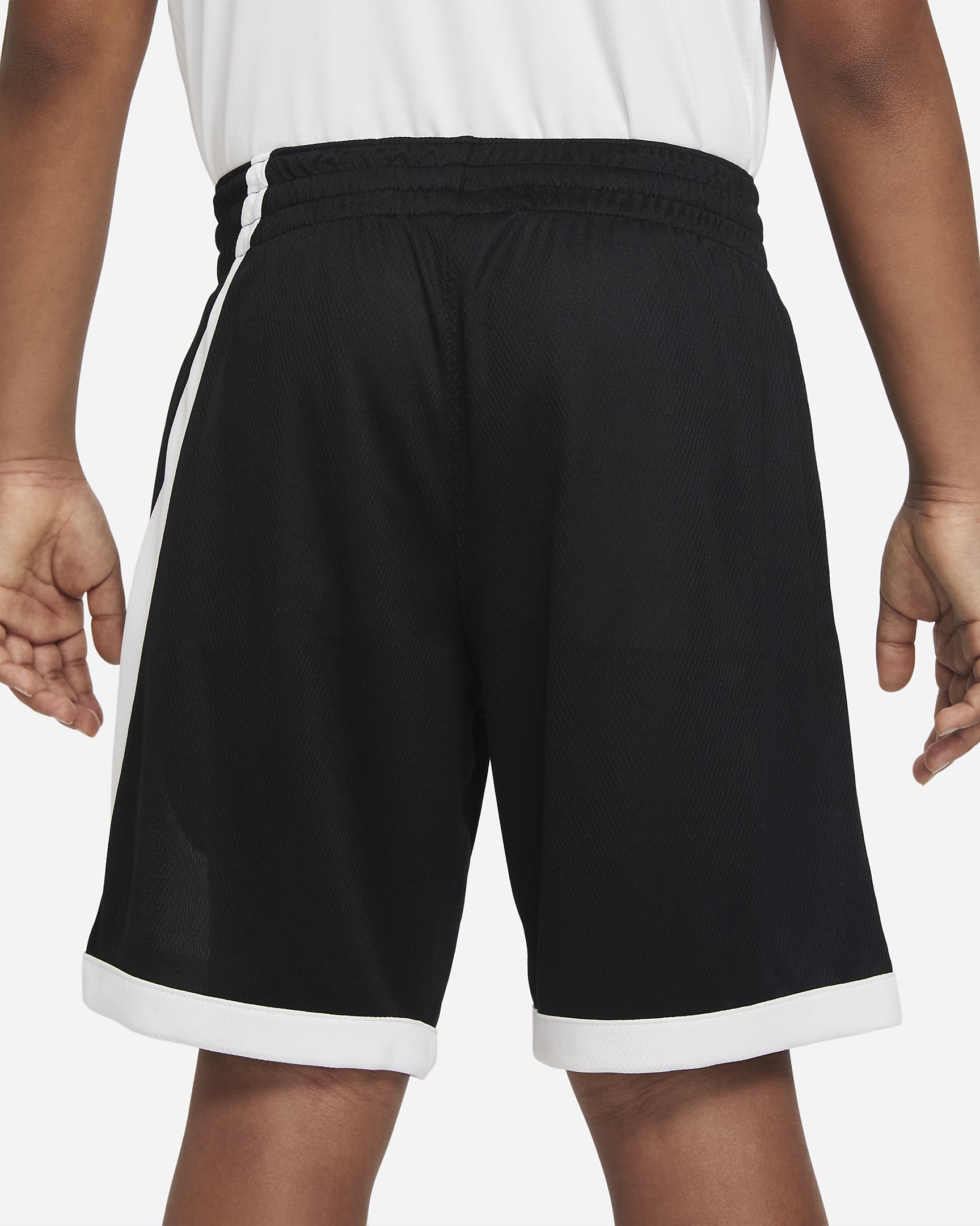 Nike Dri-FIT basketshorts til store barn (gutt) - Svart/Hvit/Hvit/Hvit