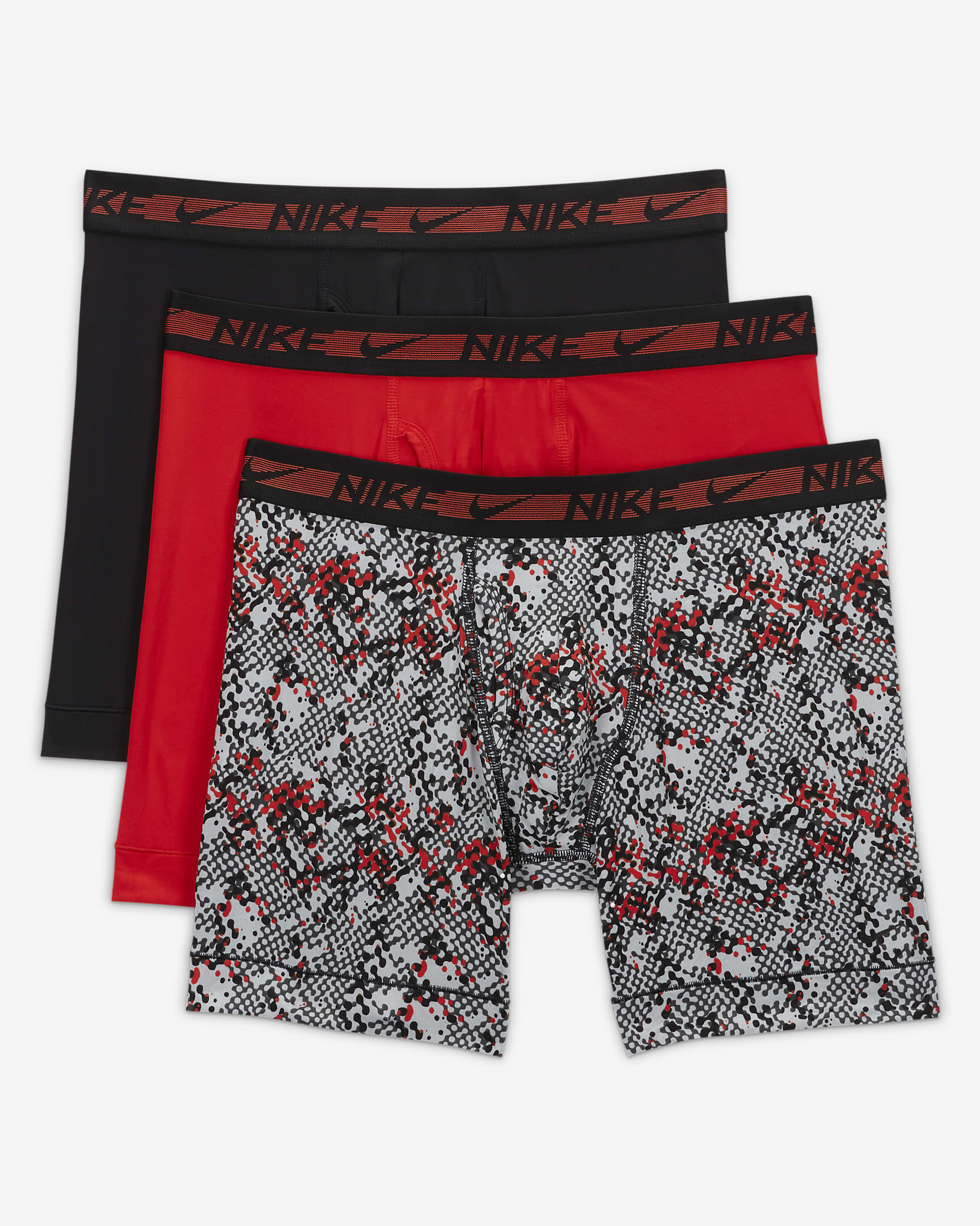 Nike Flex Micro Men's Boxer Briefs (3-Pack) - Multi-Color/Black/Red