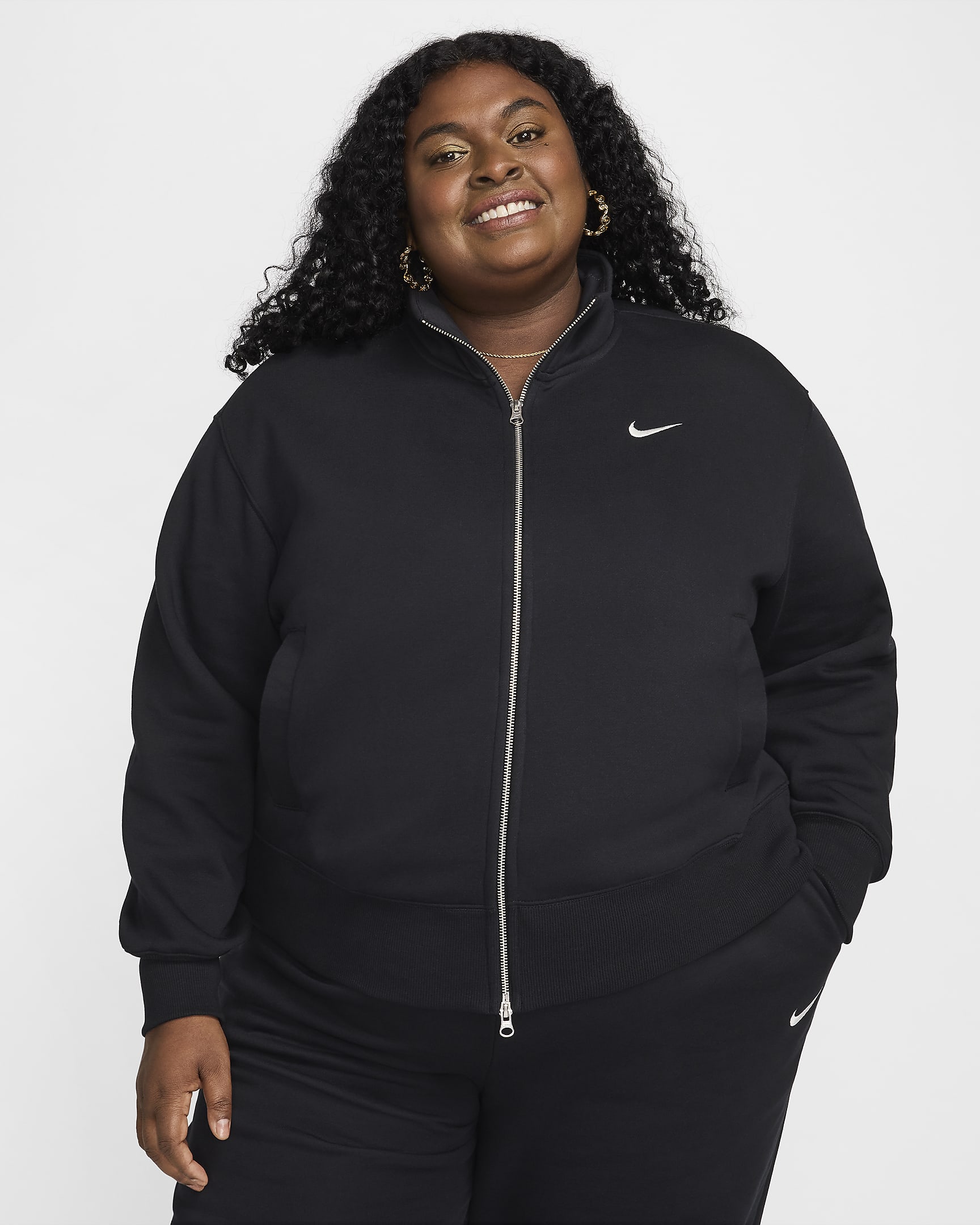 Nike Sportswear Phoenix Fleece Women's Oversized Track Jacket (Plus Size) - Black/Sail