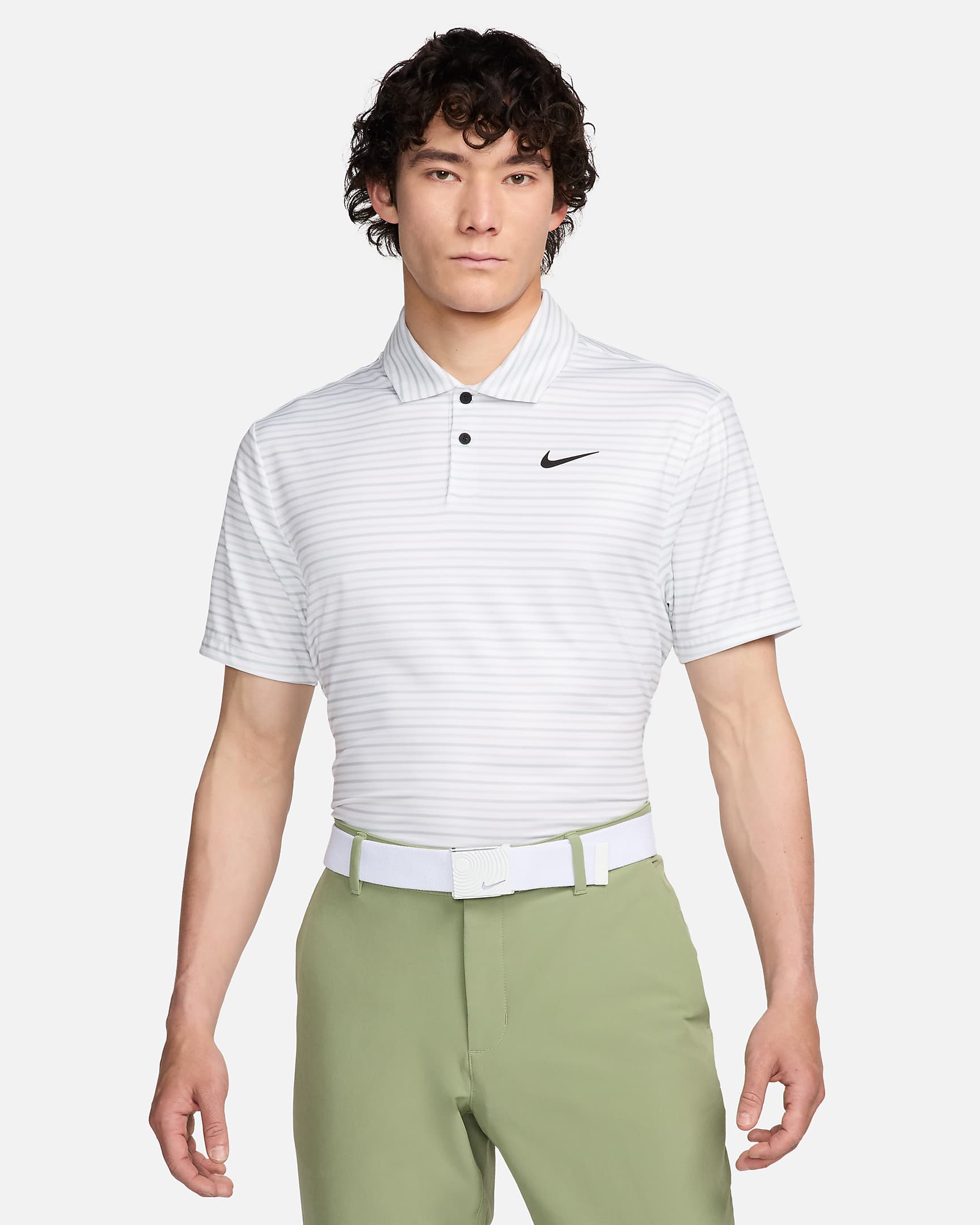 Nike Tour Men's Dri-FIT Striped Golf Polo - White/Black