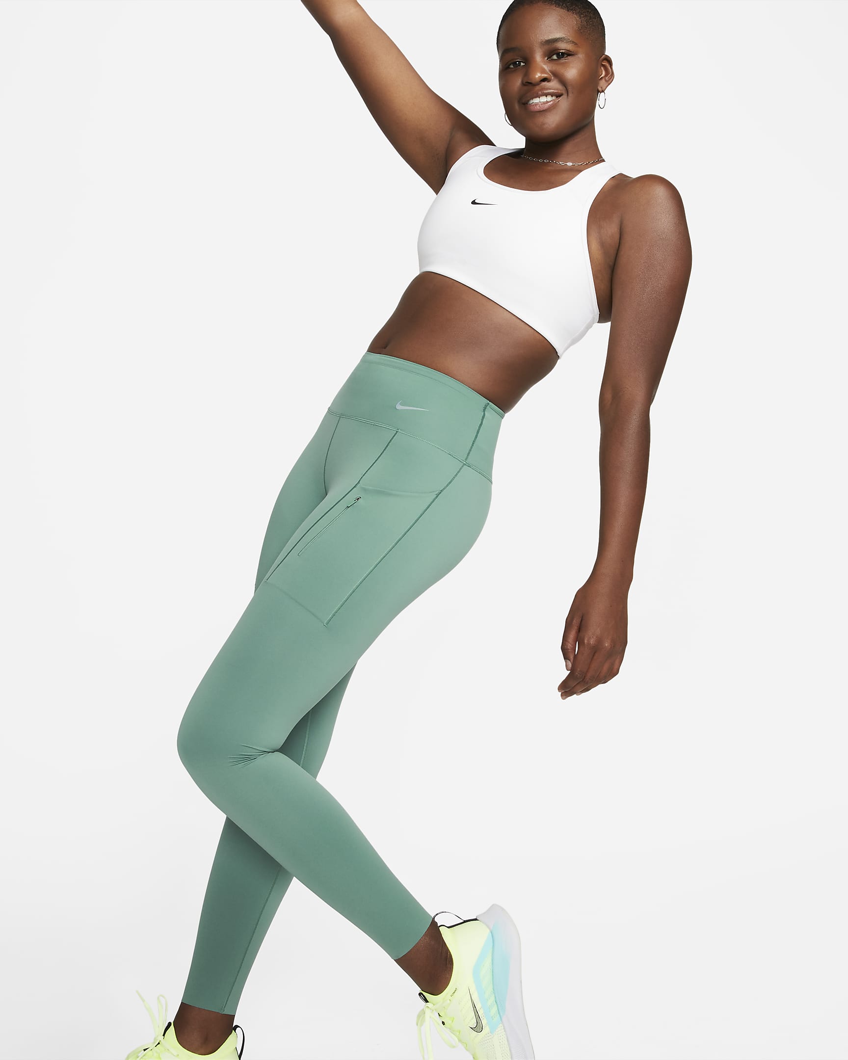 Nike Go Leggings de longitud completa, talle medio y sujeción firme con bolsillos - Mujer - Bicoastal/Negro