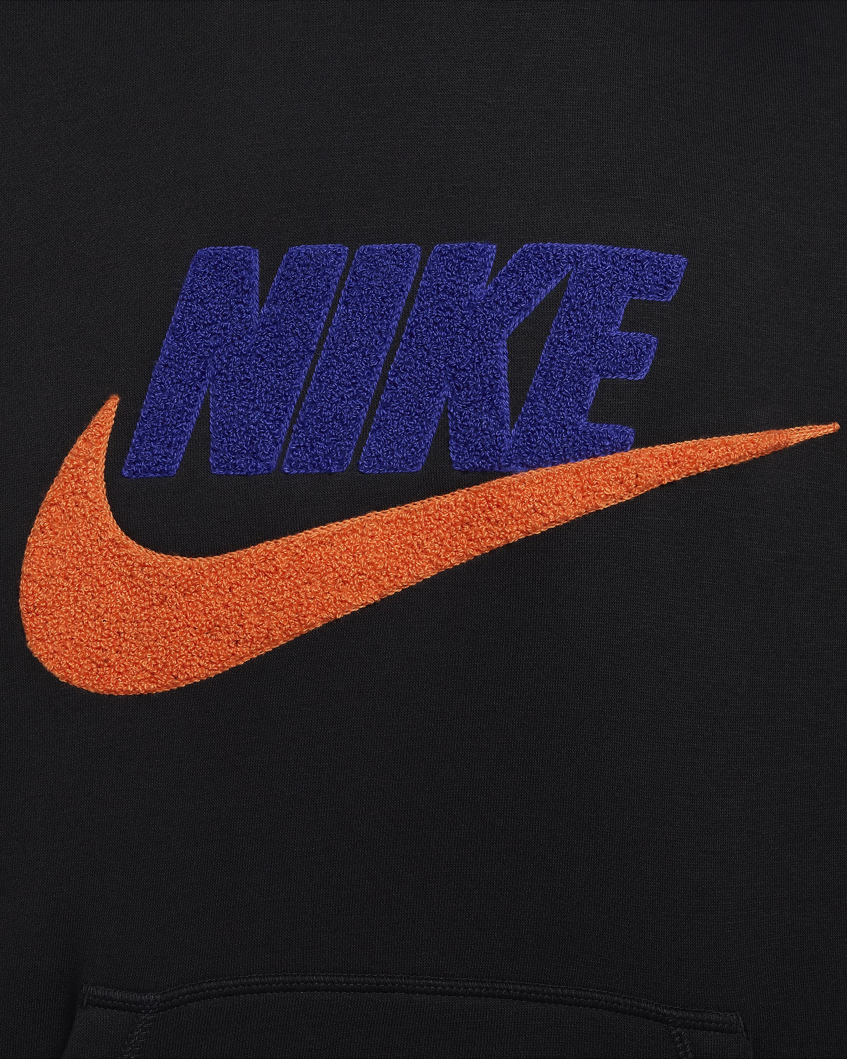 เสื้อมีฮู้ดผู้ชายแบบสวม Nike Club Fleece - ดำ/ดำ/Safety Orange