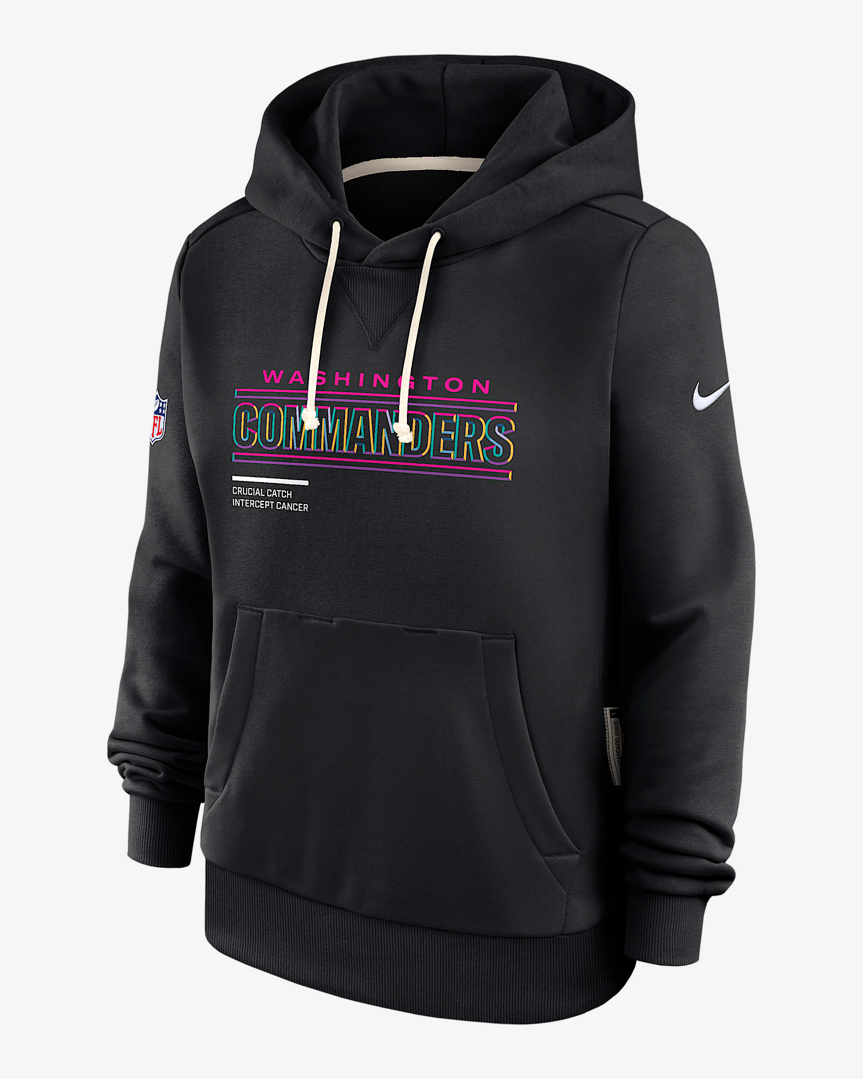 Sudadera con gorro sin cierre Nike Dri-FIT de la NFL para mujer Washington Commanders Crucial Catch - Negro