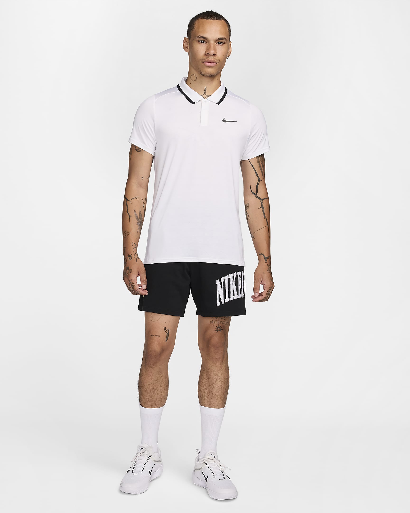 Polo de tenis Dri-FIT para hombre NikeCourt Advantage - Blanco/Blanco/Negro