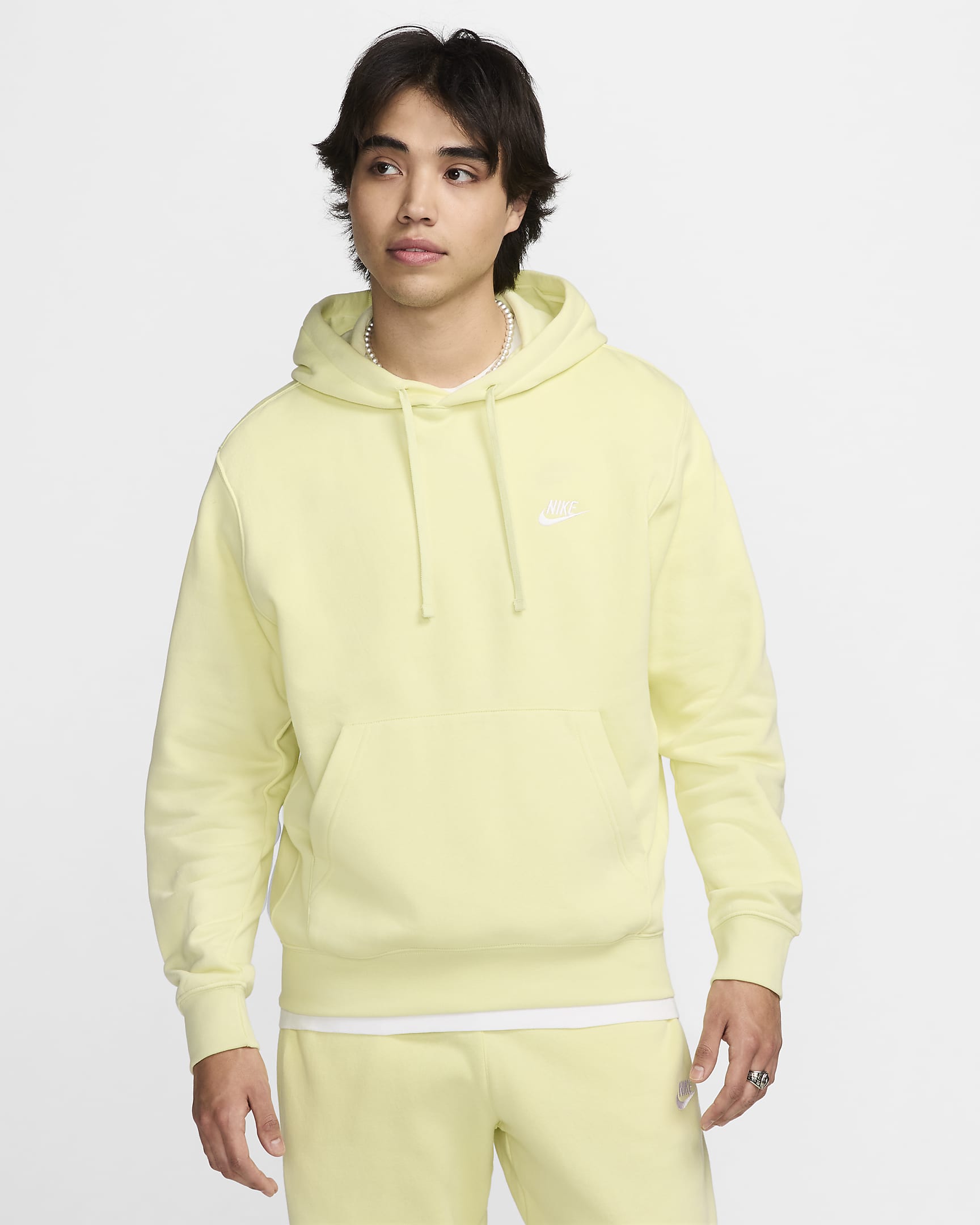 Sweat à capuche Nike Sportswear Club Fleece - Life Lime/Life Lime/Blanc