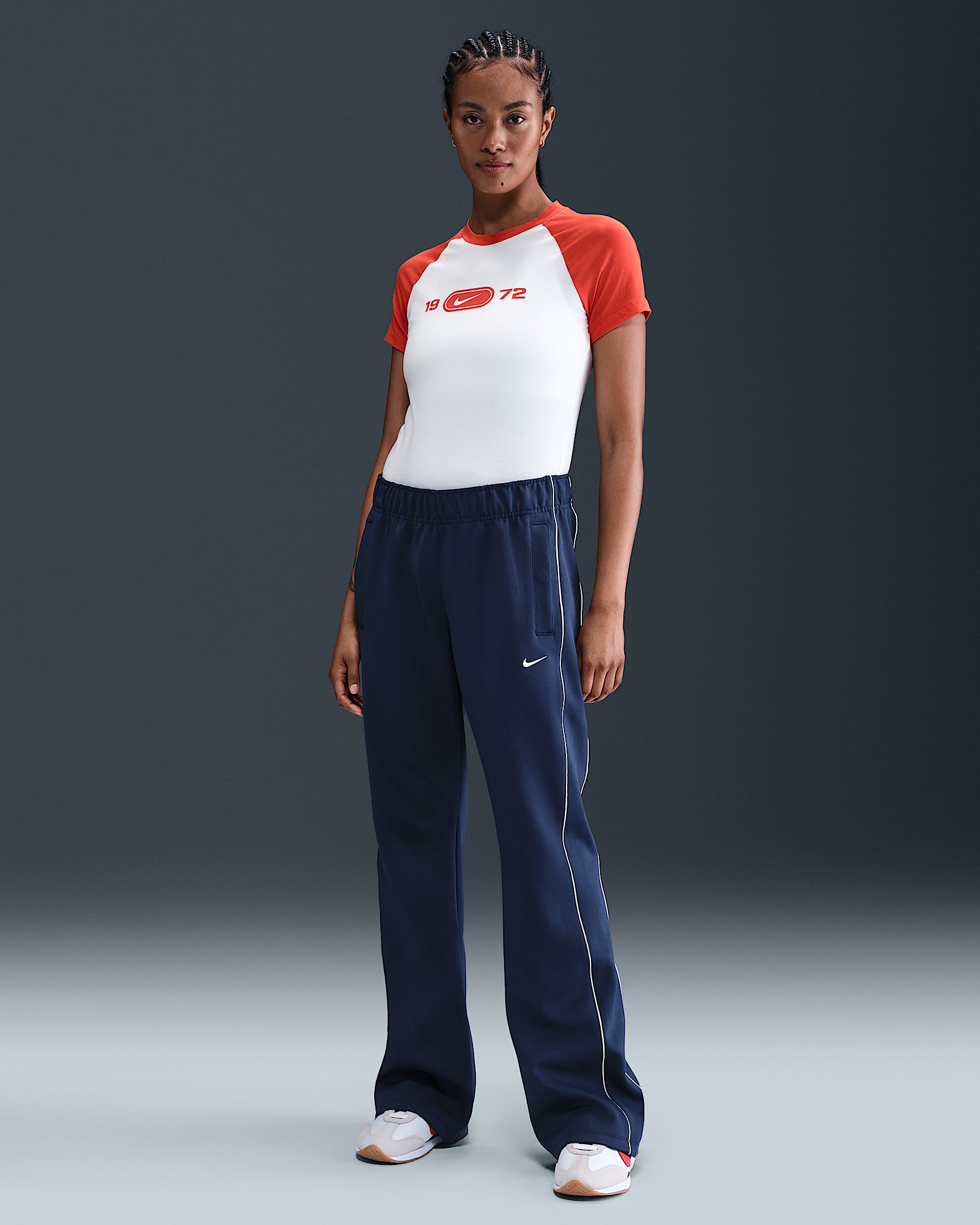 Nike Sportswear Windrunner Women's Mid-Rise Slim Knit Pants - Midnight Navy/Sail/Sail