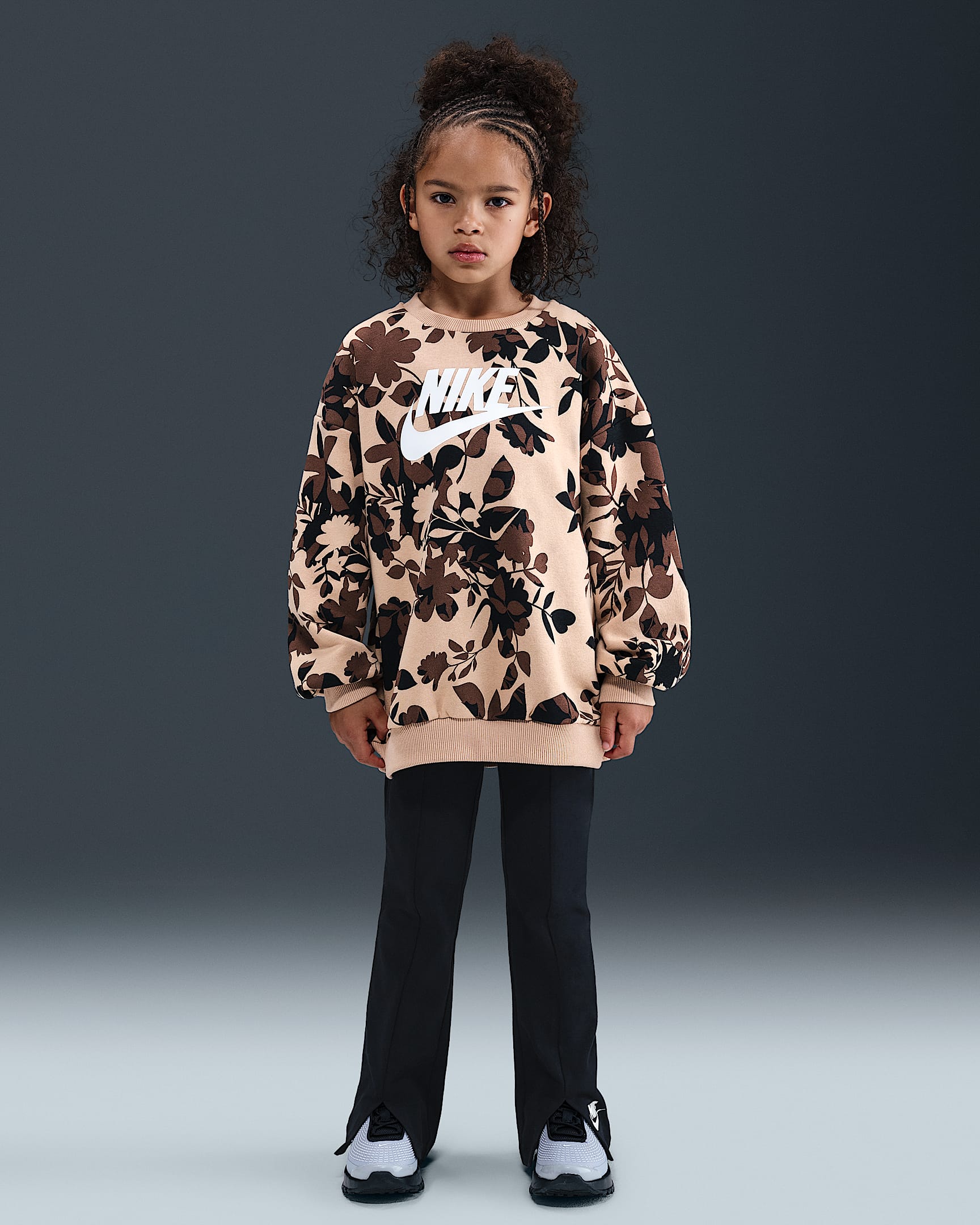 Nike Little Kids' Floral Camo Crew and Leggings Set - Black