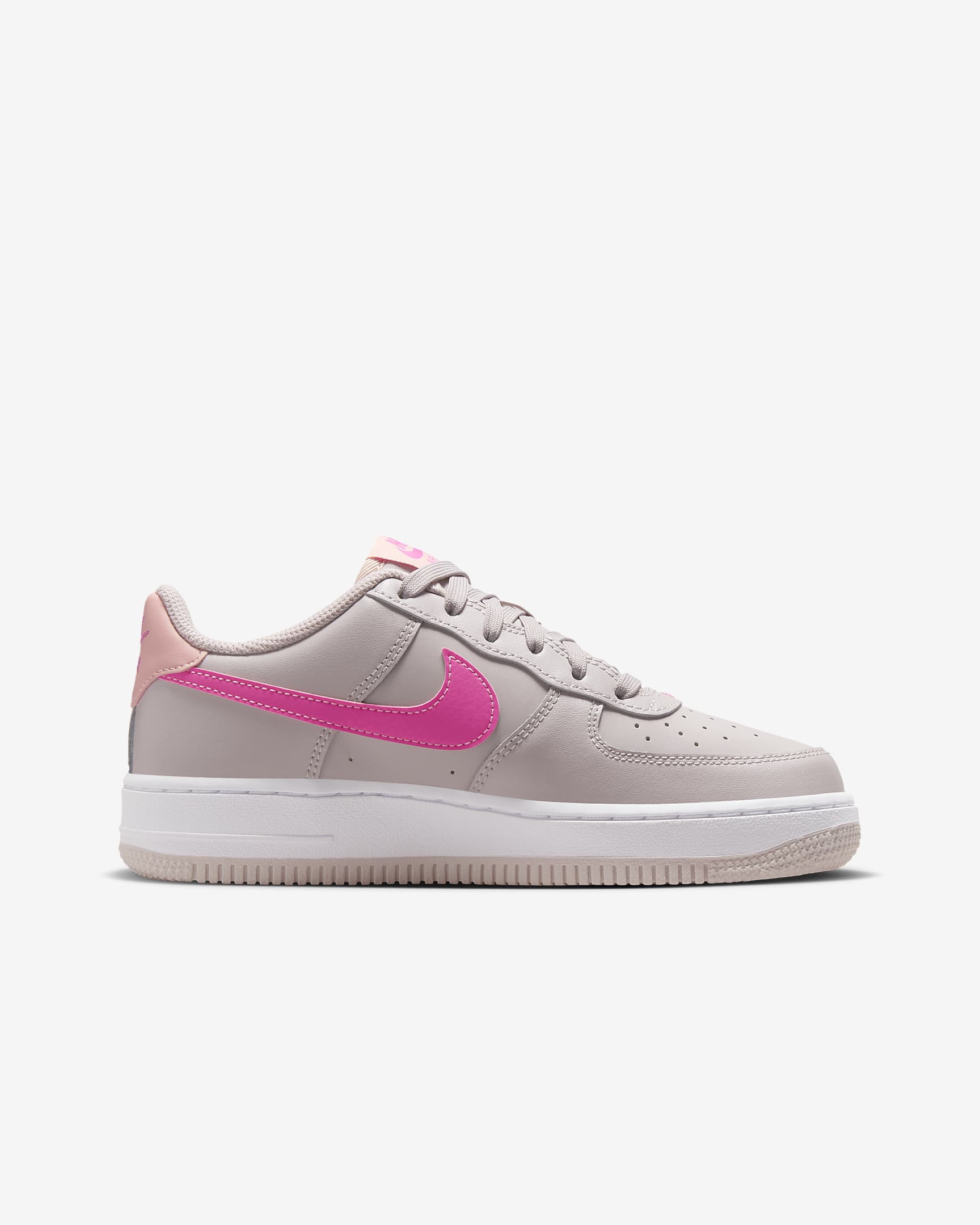 Tenis para niños grandes Nike Air Force 1 - Violeta platino/Naranja ártico/Blanco/Rosa paleta