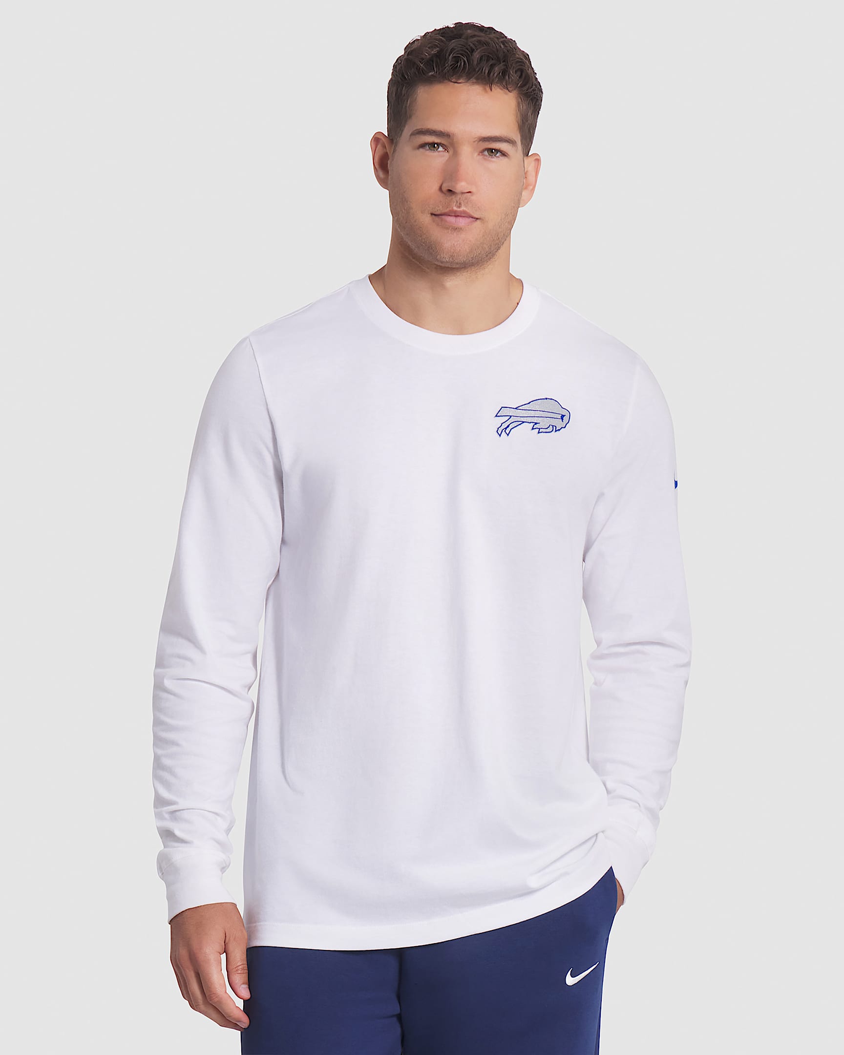 Playera de manga larga Nike de la NFL para hombre Buffalo Bills Rivalries Collection Essential - Blanco