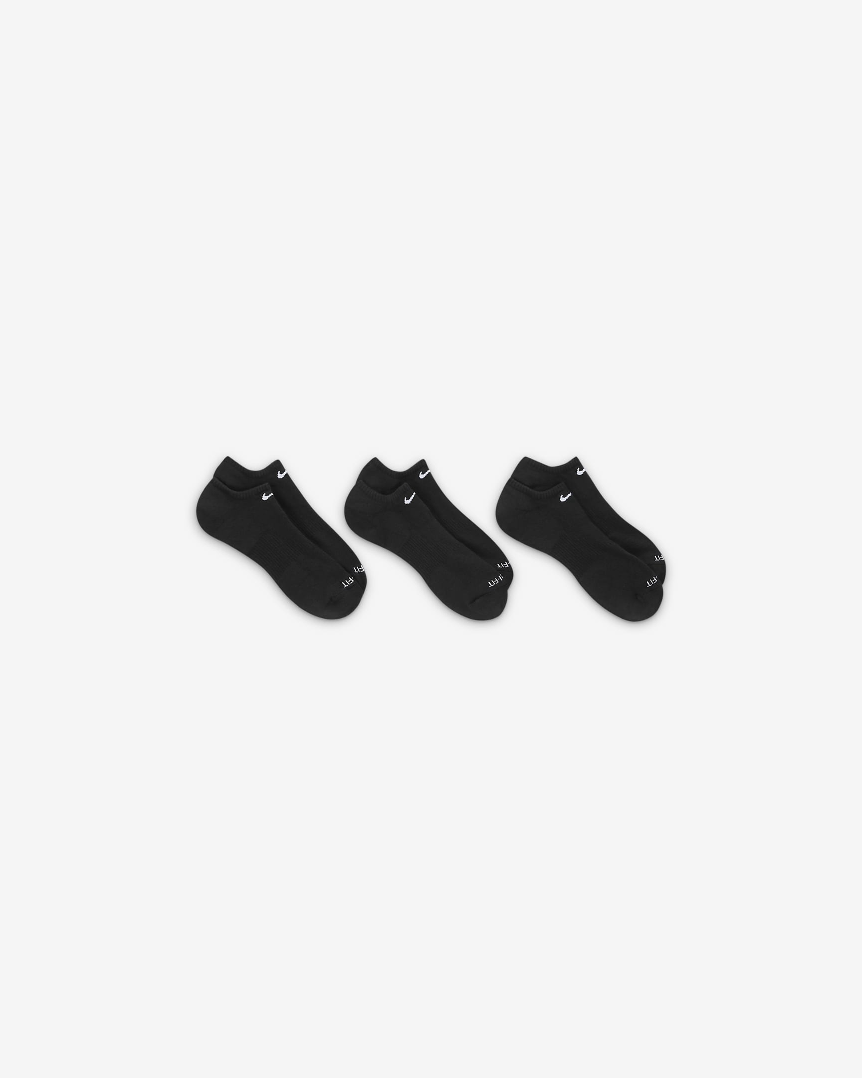 Calcetines de entrenamiento ocultos, con
amortiguación, Nike Everyday Plus (3
pares) - Negro/Blanco