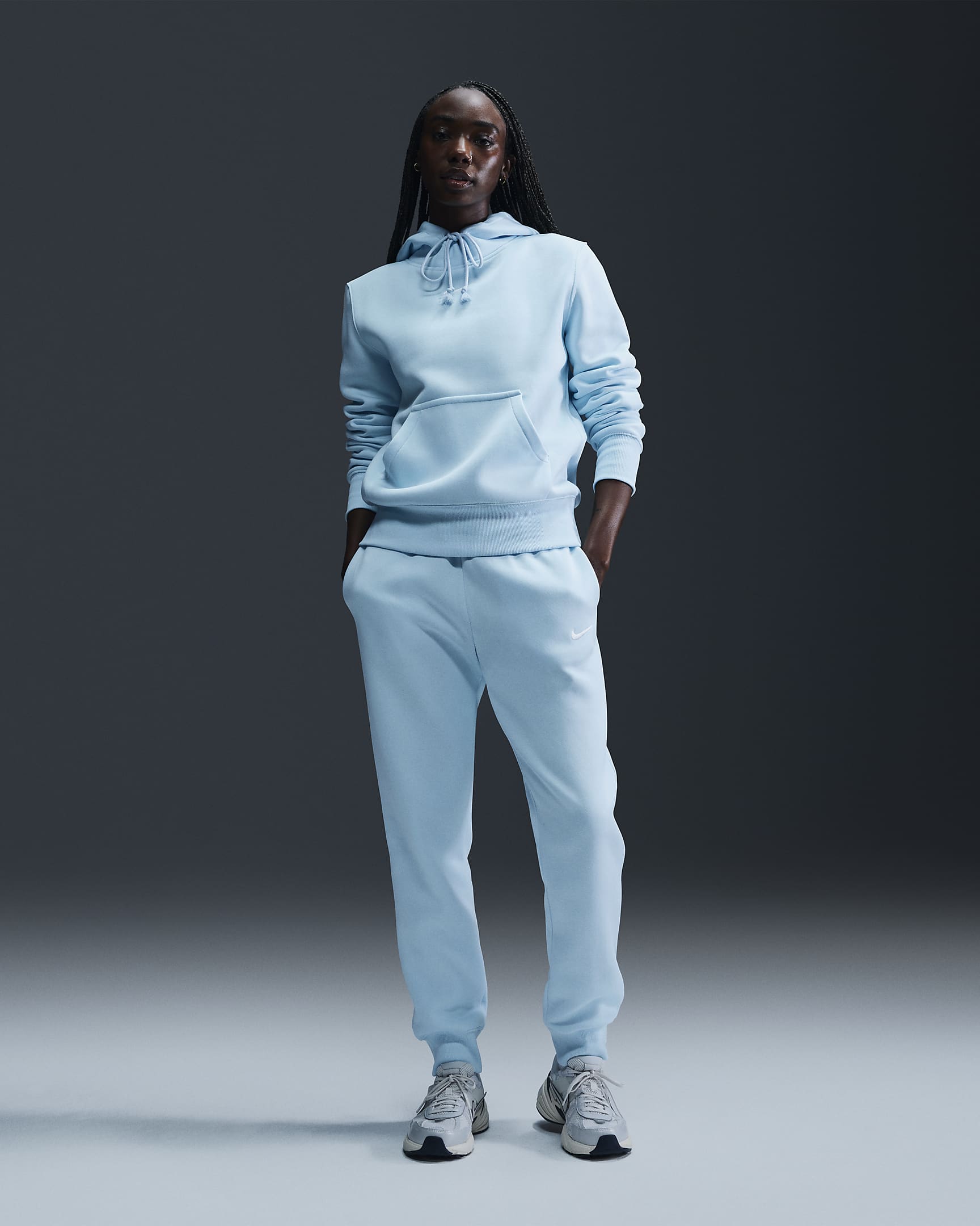 Pantalon de survêtement taille mi-haute Nike Sportswear Phoenix Fleece pour femme - Glacier Blue/Sail